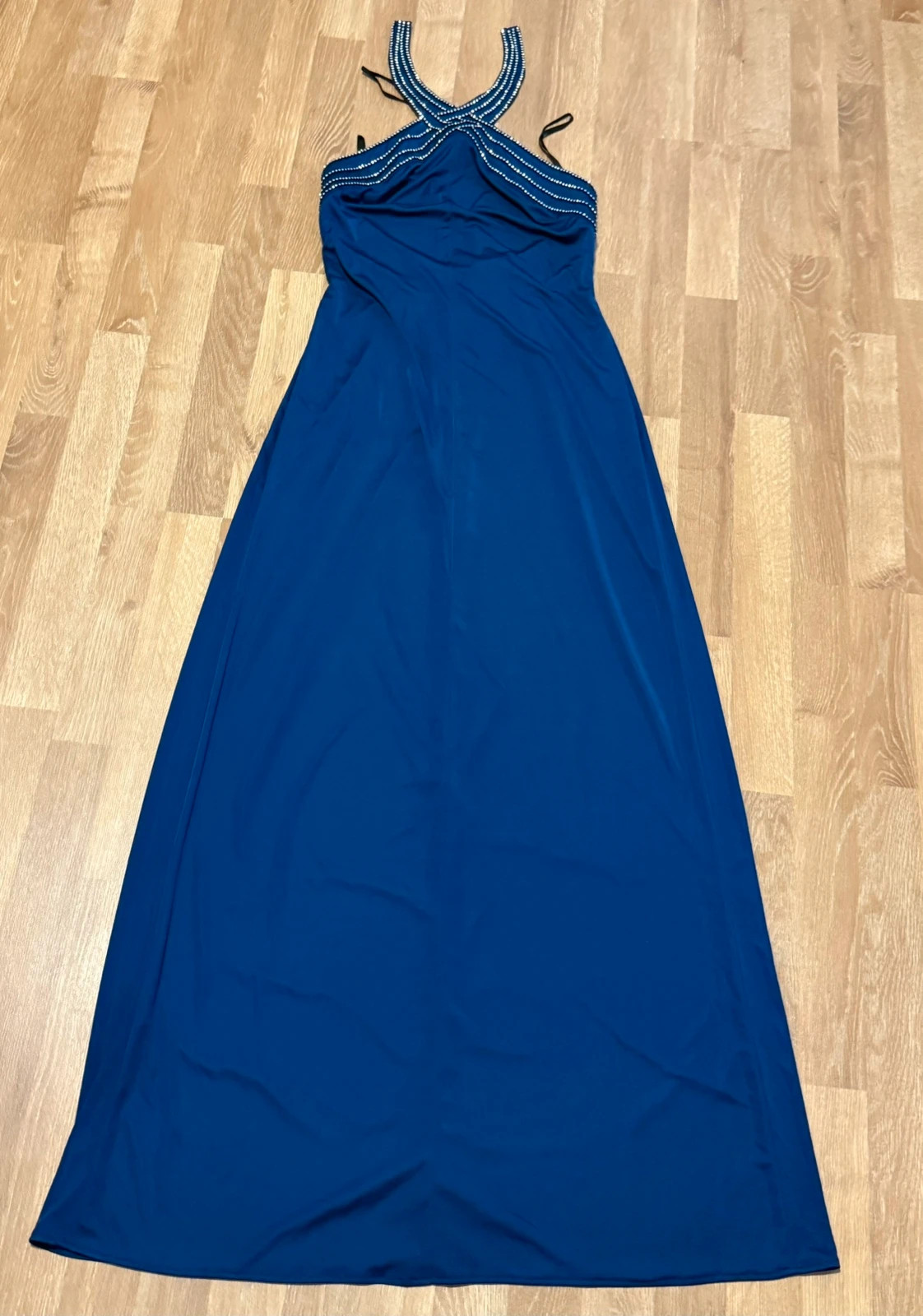Elegantes Abendkleid / Ballkleid in Royalblau mit Strasssteinen – taille L / 40 / 12