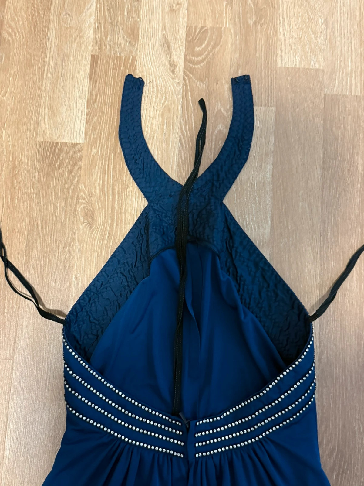 Elegantes Abendkleid / Ballkleid in Royalblau mit Strasssteinen – taille L / 40 / 12 3