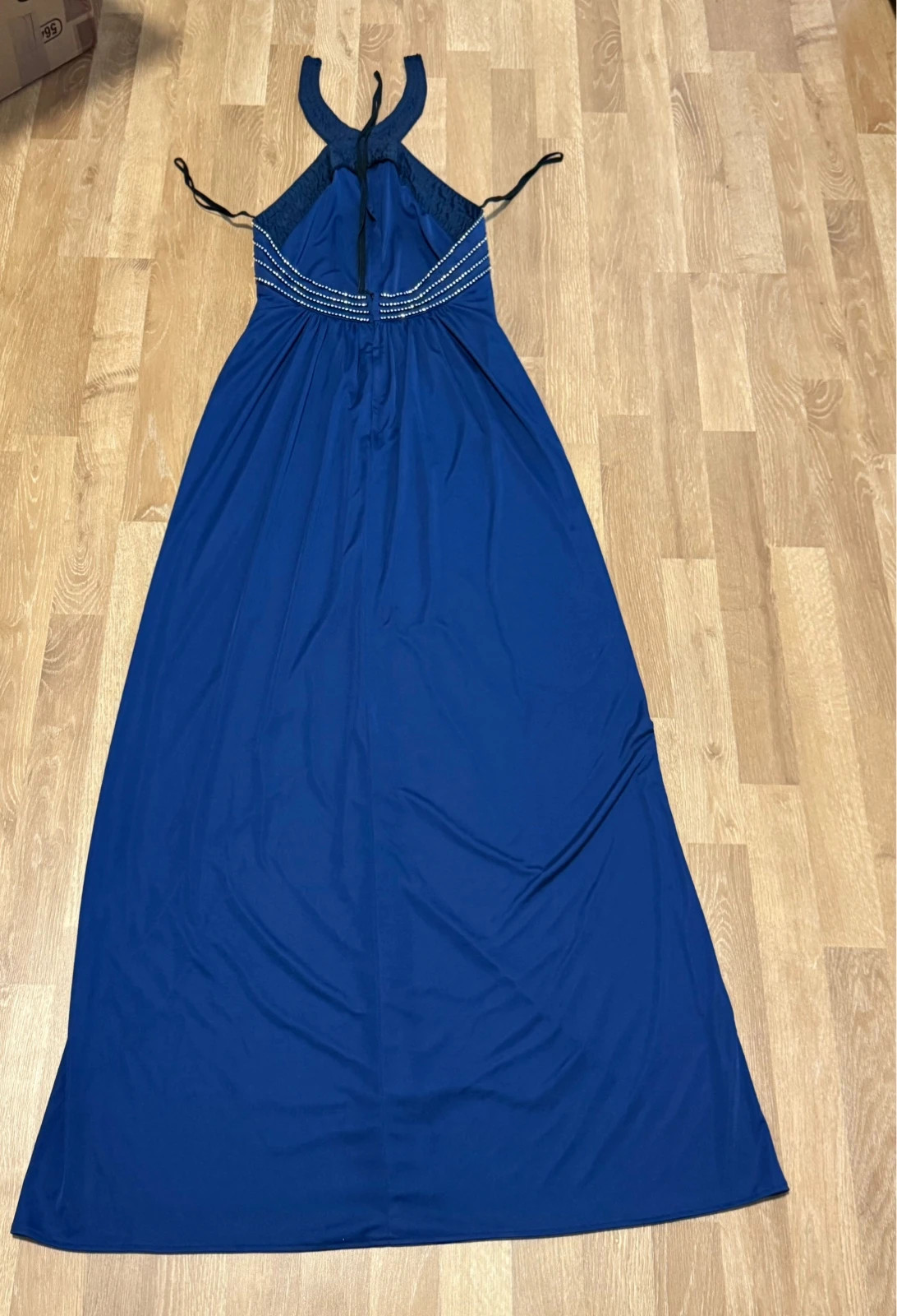 Elegantes Abendkleid / Ballkleid in Royalblau mit Strasssteinen – taille L / 40 / 12 5