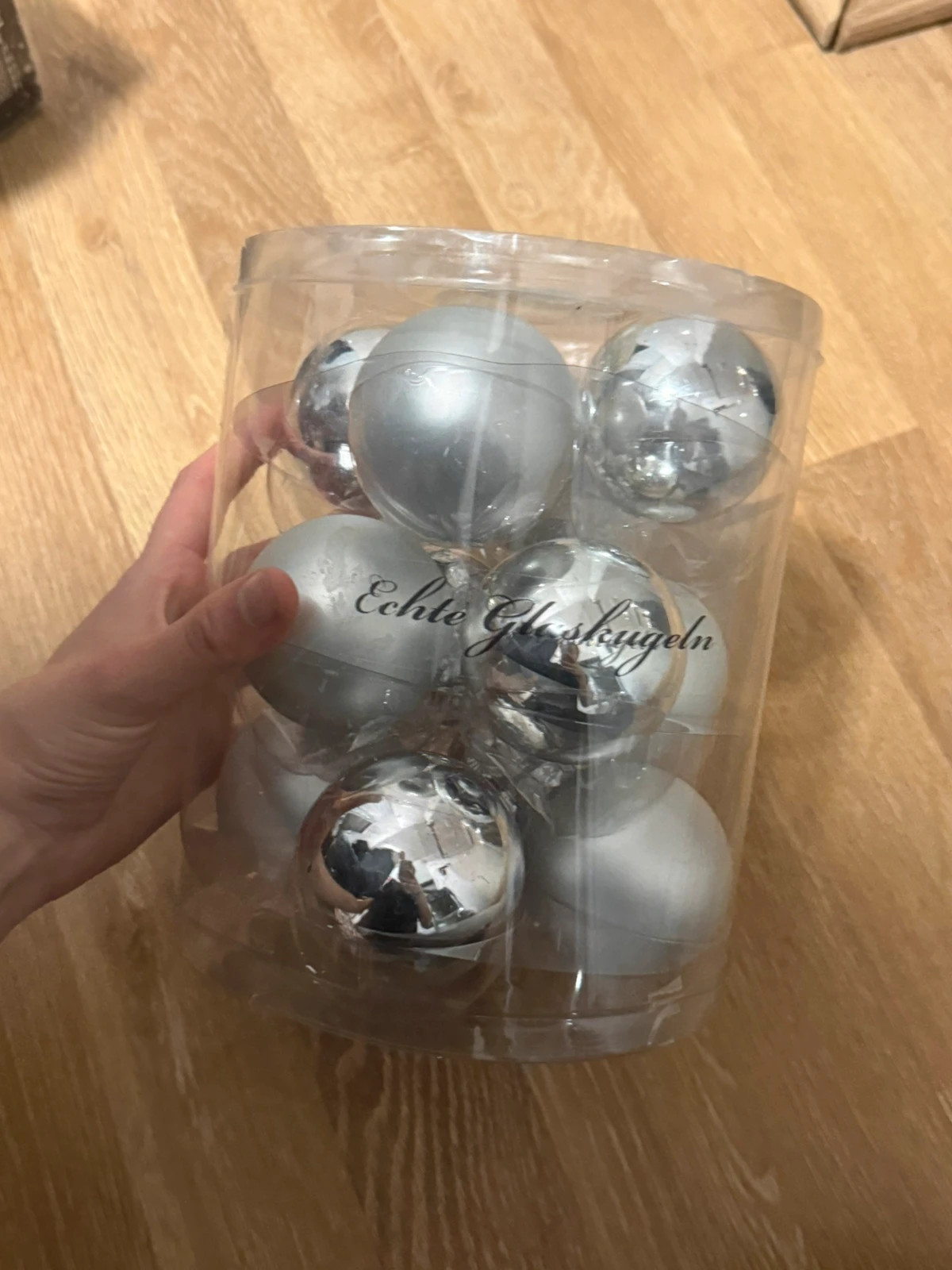 12 Weihnachtskugeln Silber / Christbaumkugeln