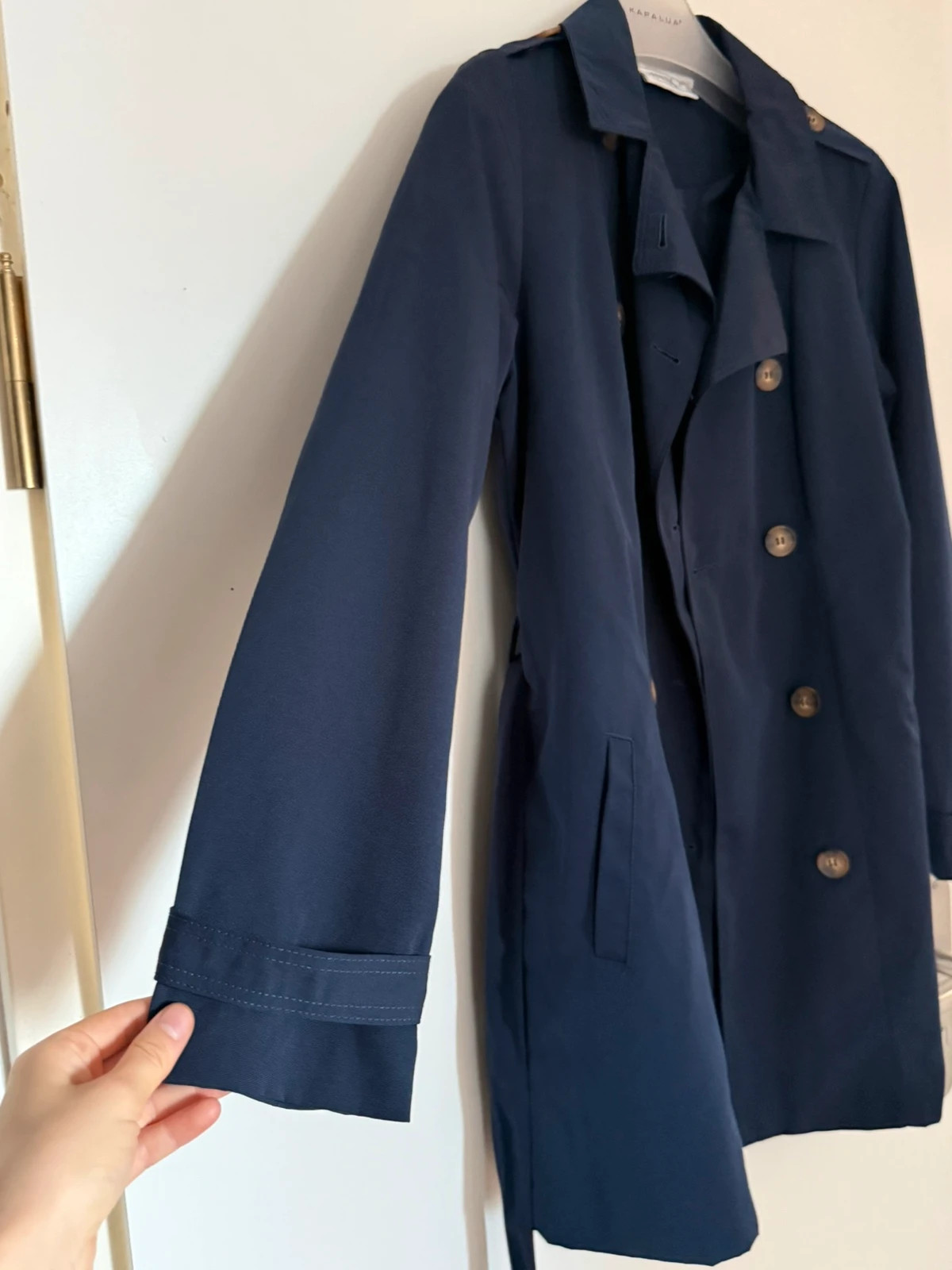 Dunkelblauer Trenchcoat/Übergangsjacke – Janina – taille S / 36 / 8 4