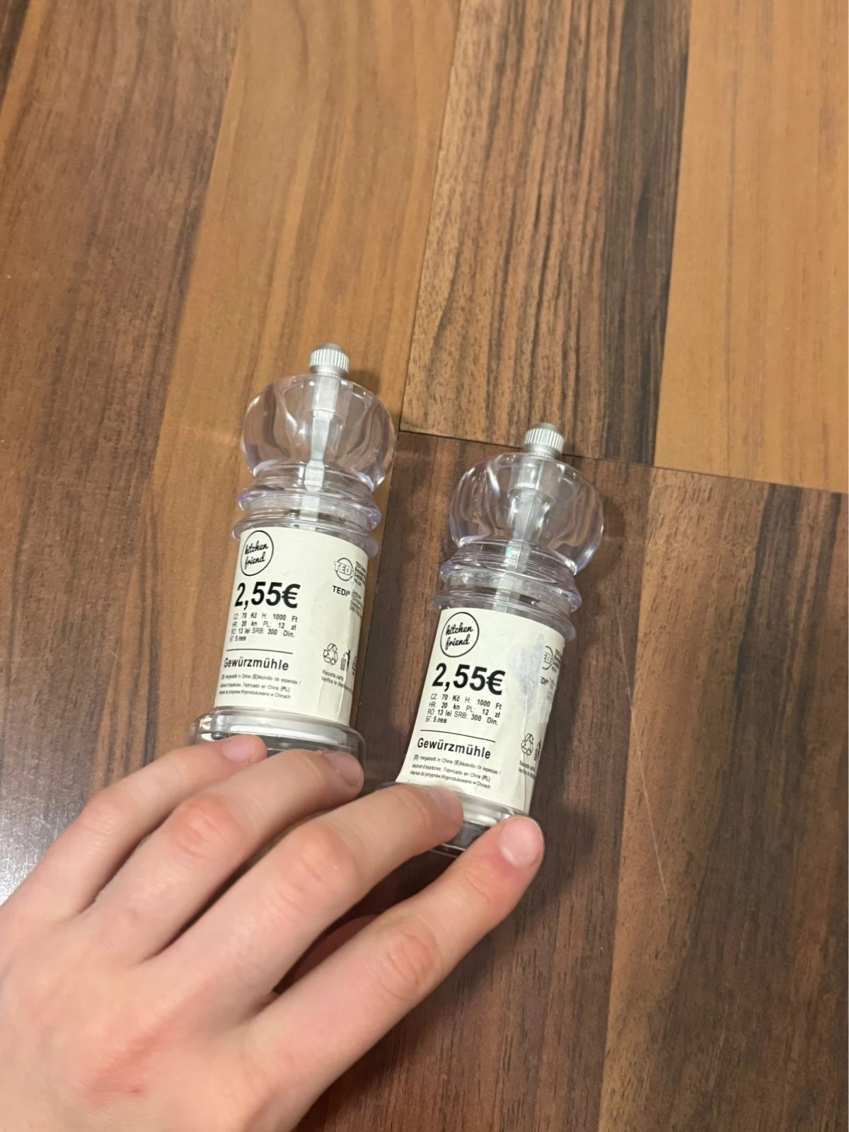 5x Gewürzmühle / Salz- & Pfeffermühle transparent – Tedi