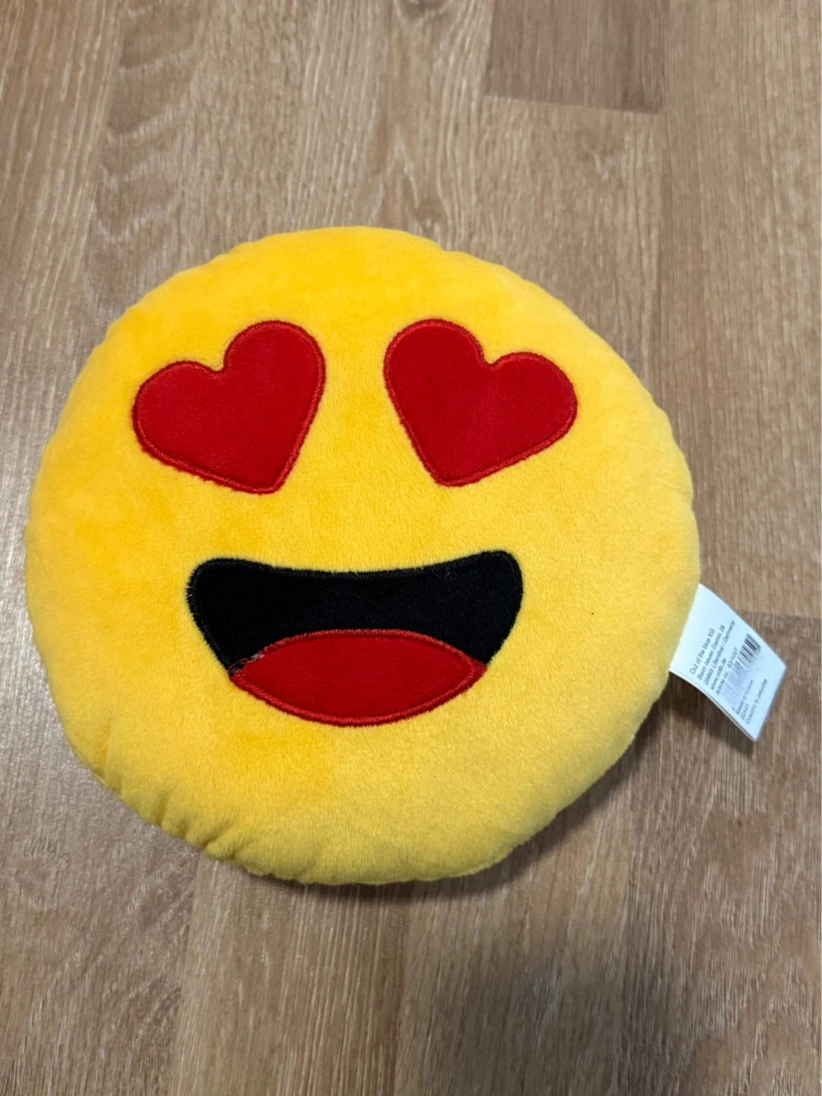 Emoji Kissen Herzaugen gelb rund