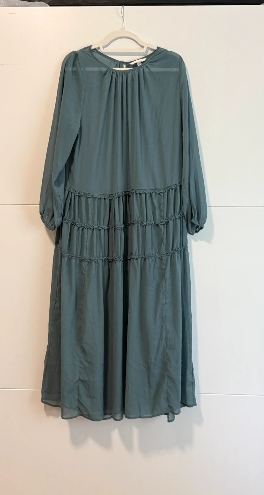 H&M Midi/Maxi Kleid in Petrolblau mit Volants – H&M – taille M / 38 / 10