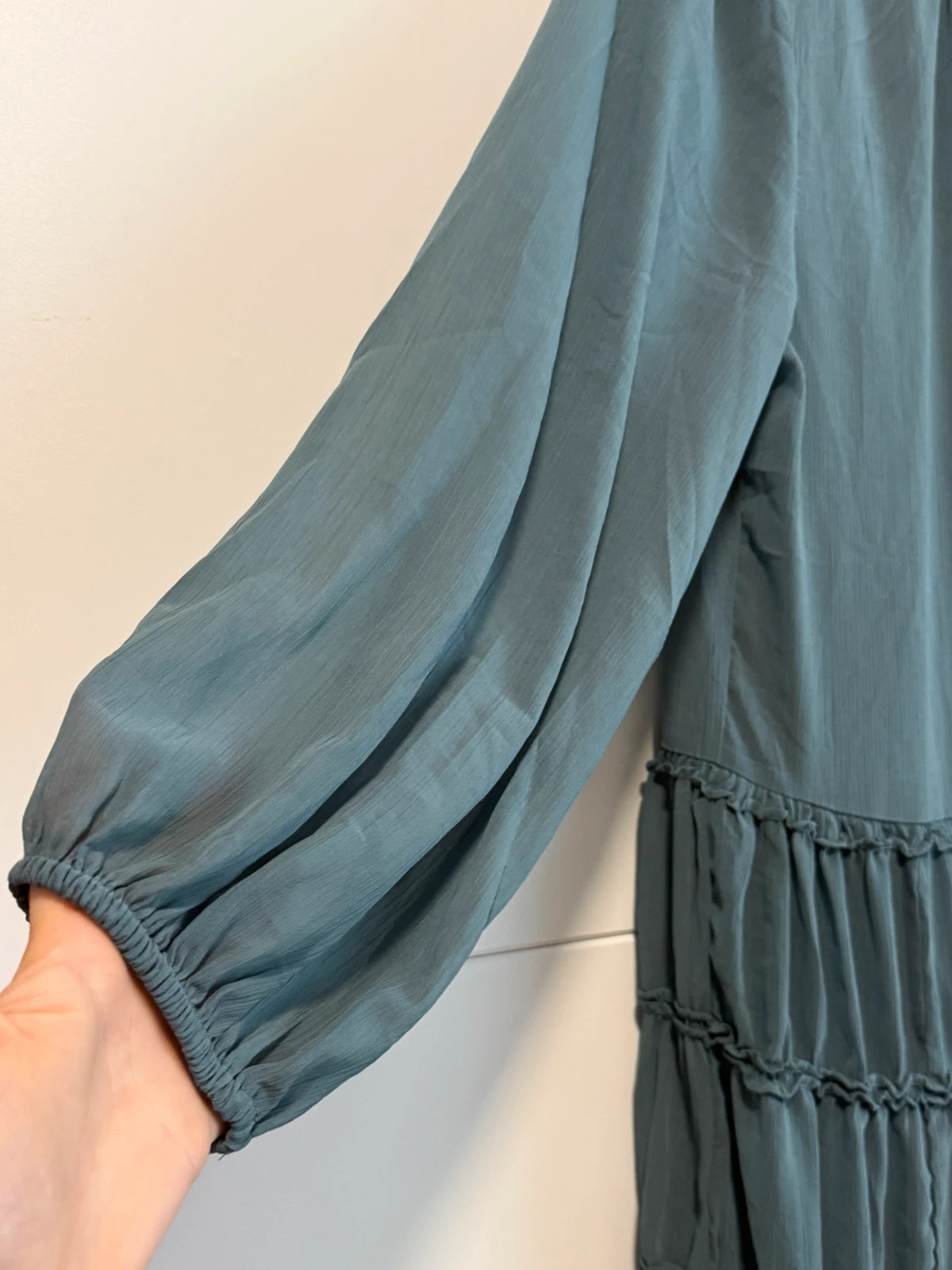 H&M Midi/Maxi Kleid in Petrolblau mit Volants – H&M – taille M / 38 / 10 3