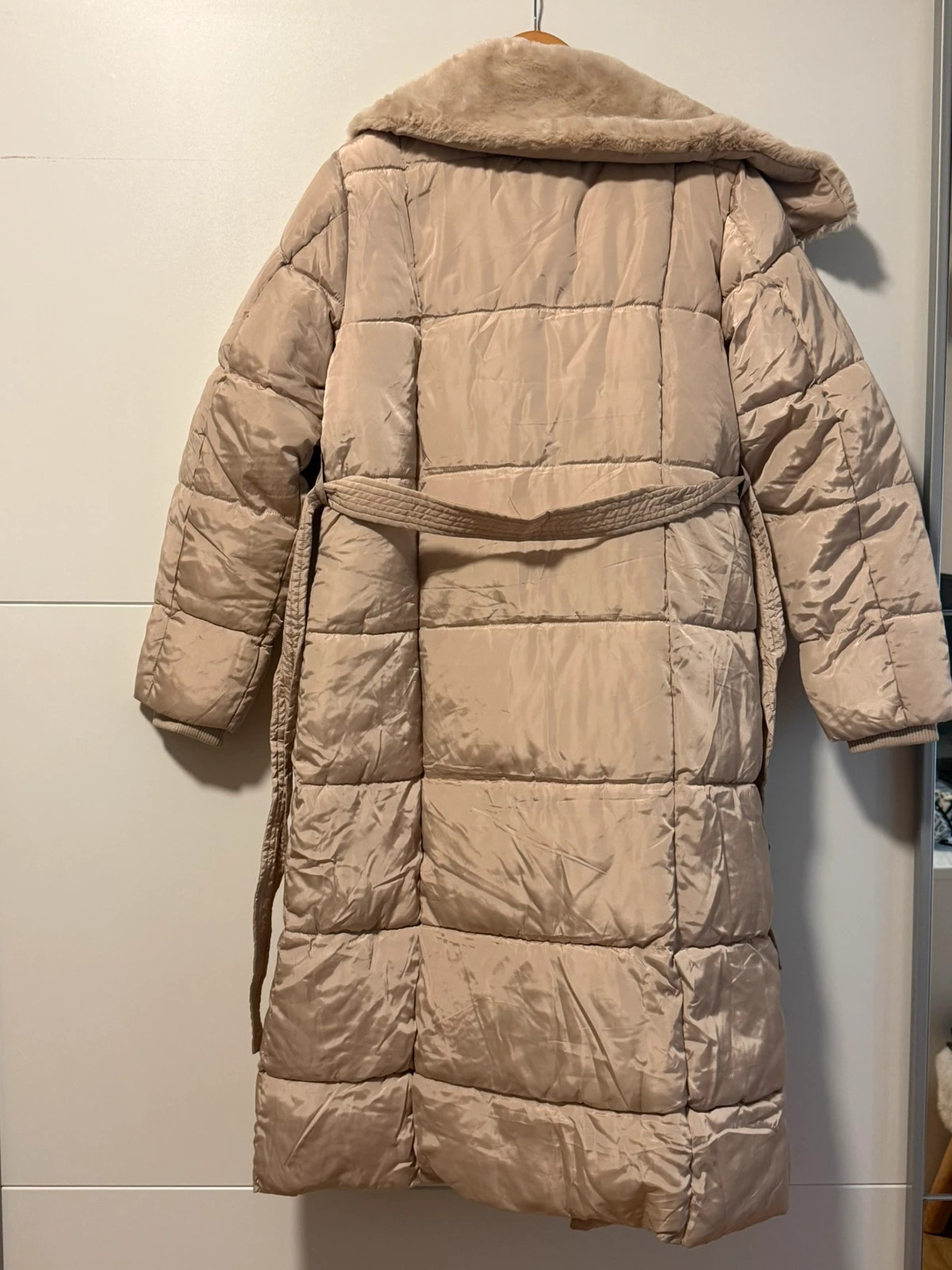 Lange beige Winterjacke mit Teddykragen – SATURNE – taille XL / 42 / 14 3