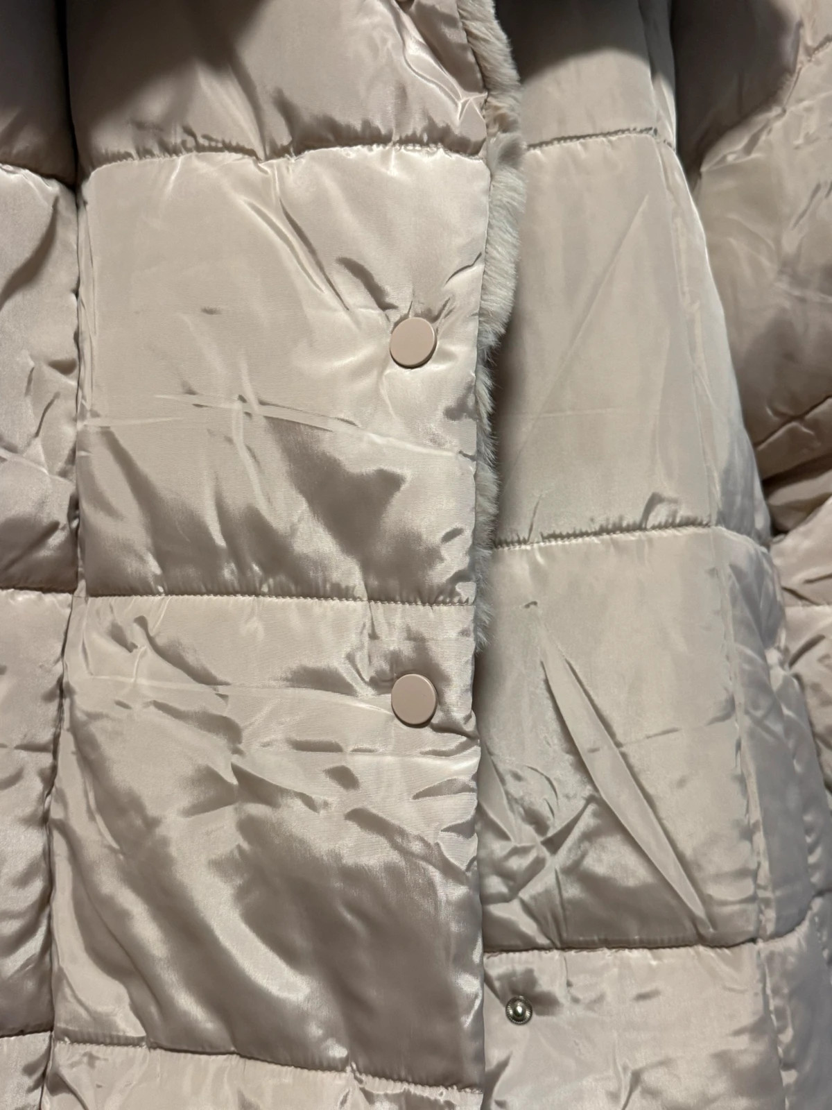 Lange beige Winterjacke mit Teddykragen – SATURNE – taille XL / 42 / 14 5