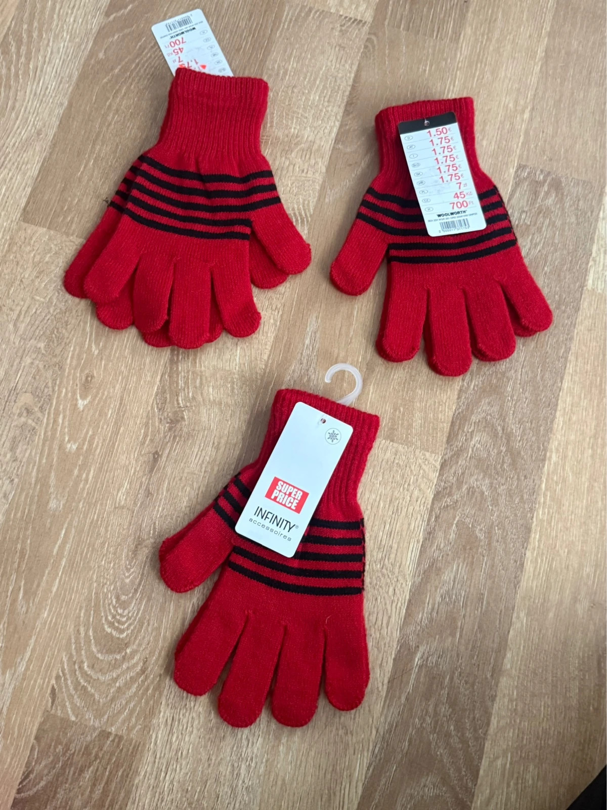 3x Handschuhe rot neu