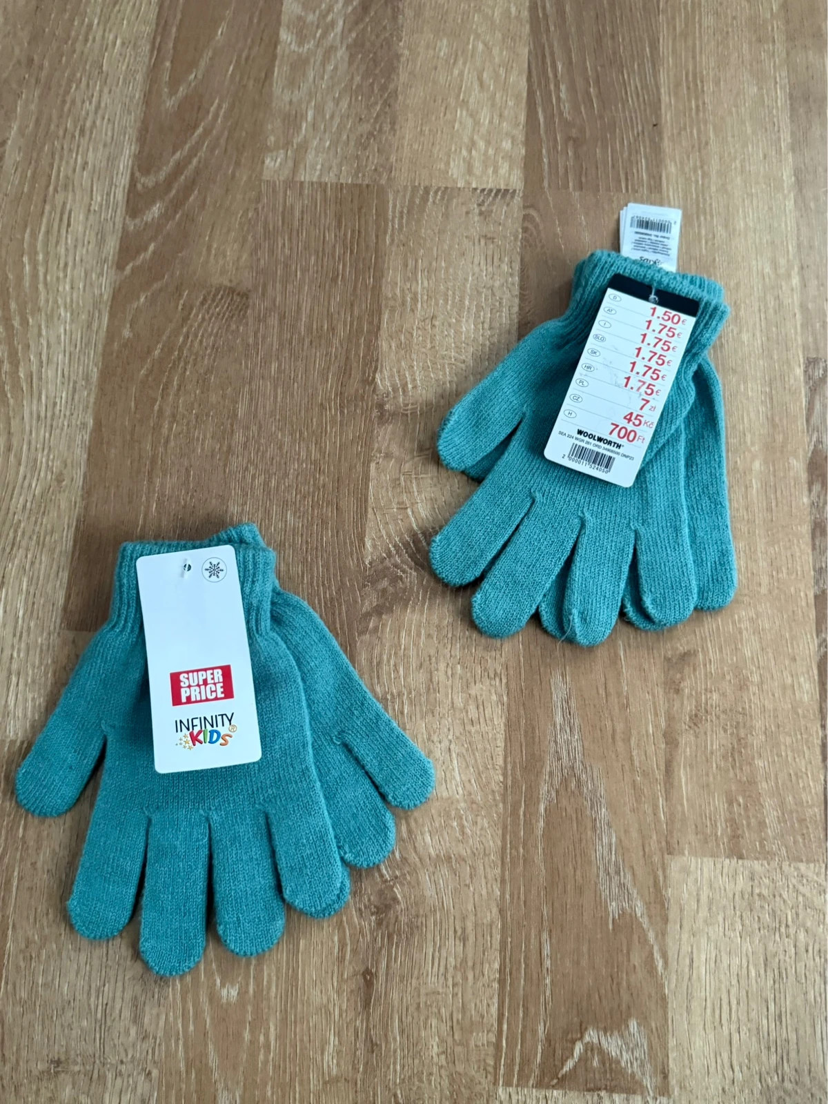 2 Paar Kinderhandschuhe türkis