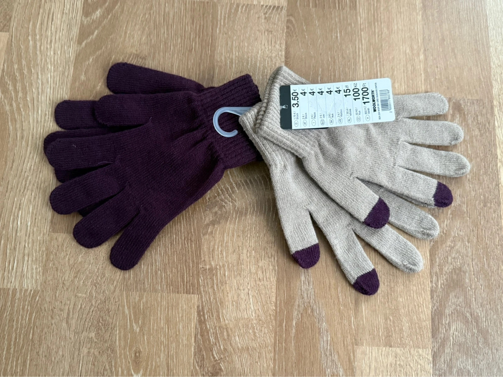 Strickhandschuhe beige/lila
