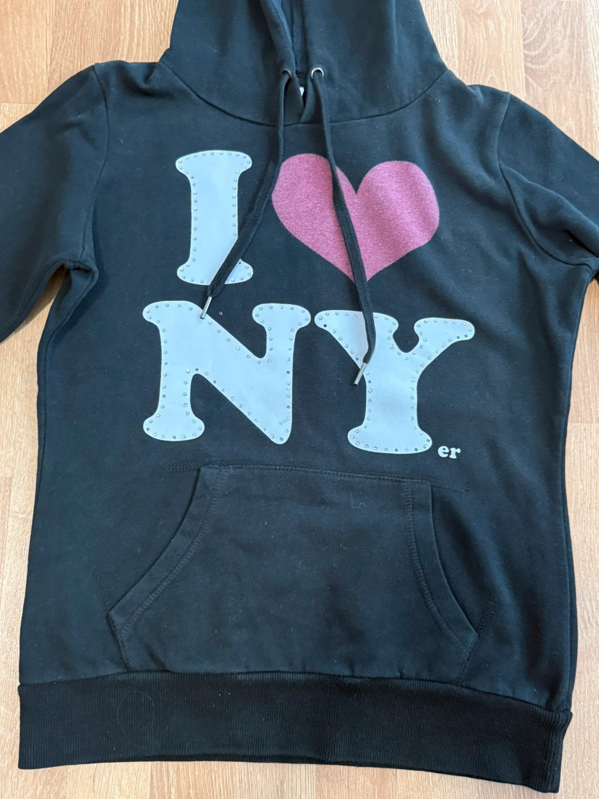 Schwarzer I love NY Hoodie – Fishbone – taille S / 36 / 8 2