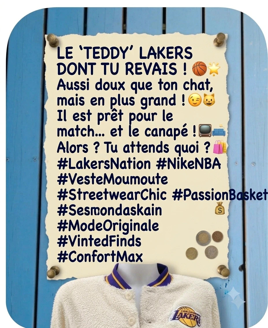 Veste moumoute Nike x NBA Lakers (T. S) Le doudou ultime pour rugir devant le match – NBA – taille S 3