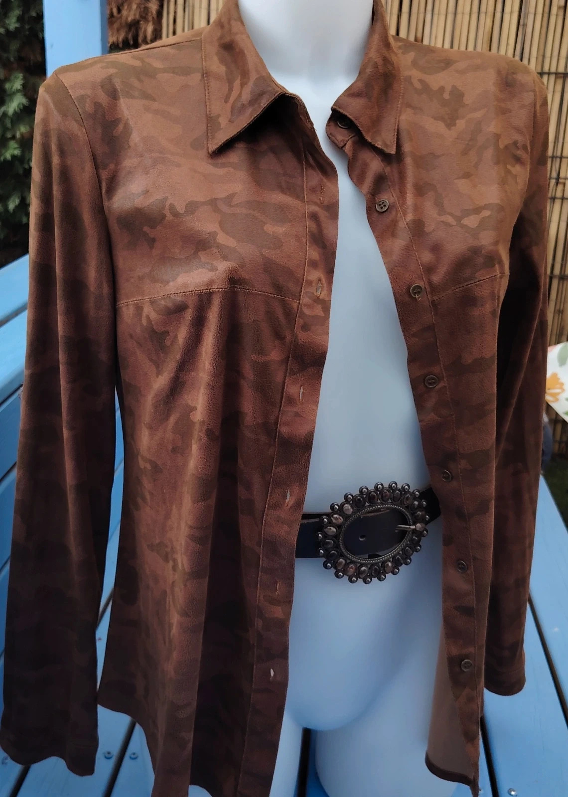 Chemise Ciminy Paris effet cuir & motif camouflage marron Taille M Look sauvage et tendance – Ciminy – taille M / 38 / 10 5