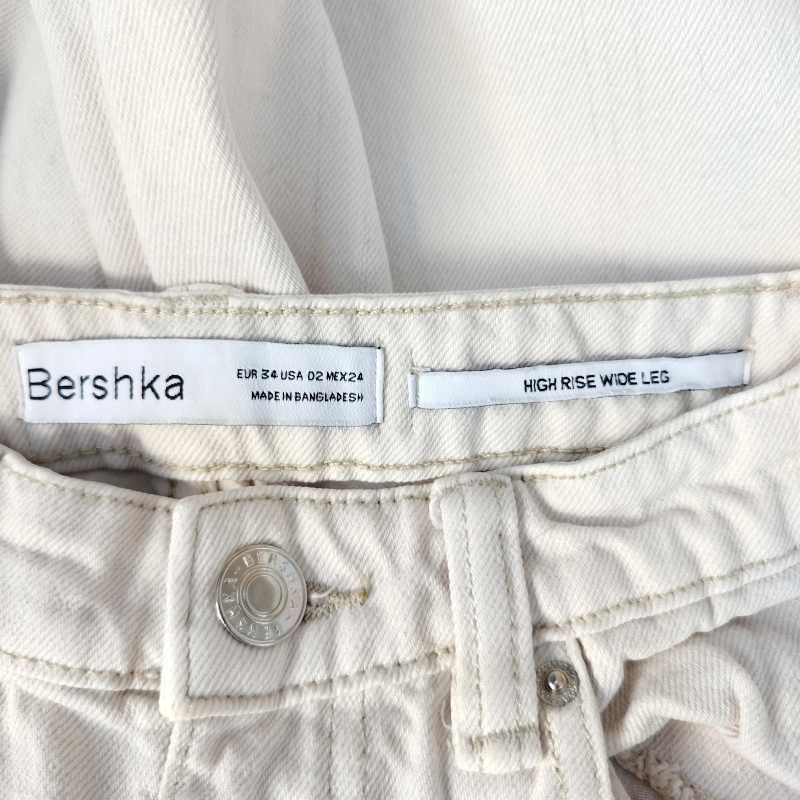 Jean Wide Leg Blanc Cassé - Bershka T34 – Bershka – taille XS / 34 / 6 5