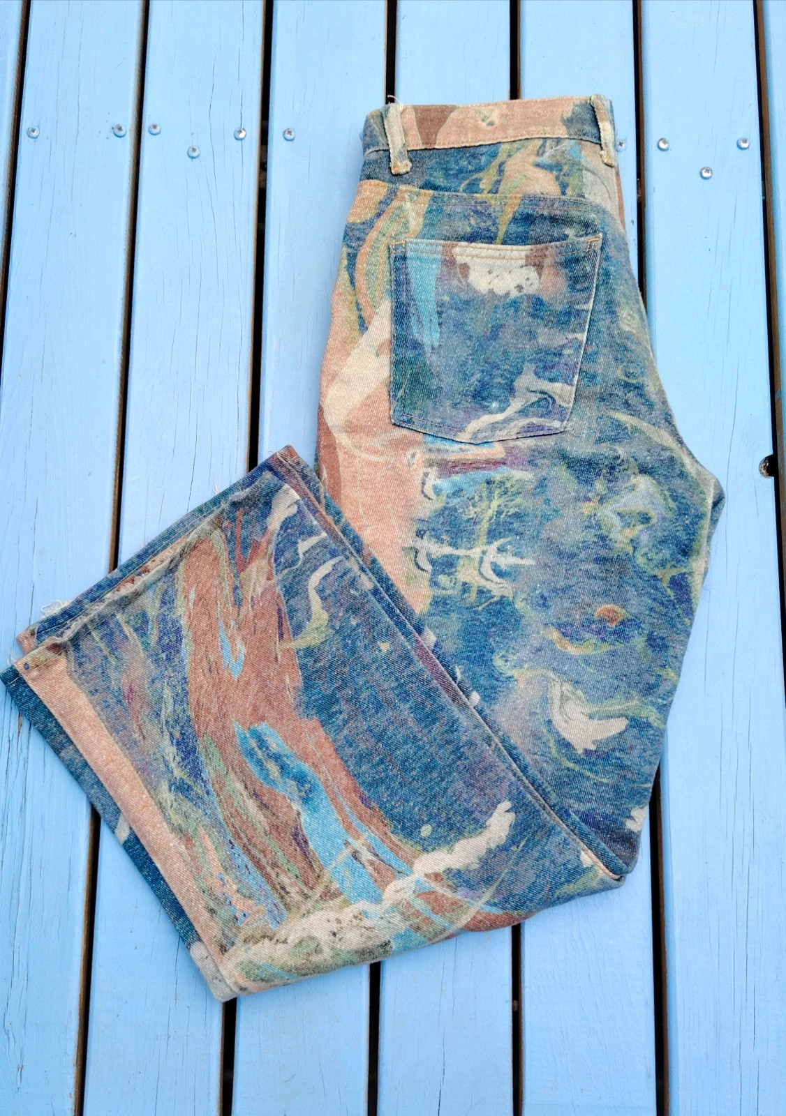 RARE Jean boyfriend imprimé marbled / tie and dye Jaded London W26