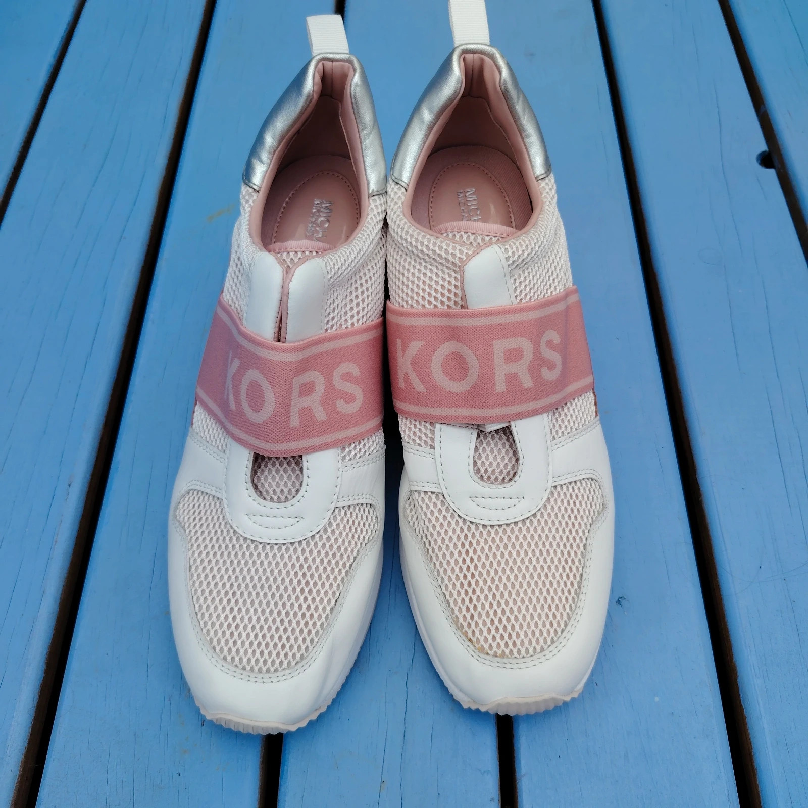 Baskets / Sneakers Michael Kors rose, blanc et argenté - Taille 39.5 – Michael Kors – taille 39.5 4