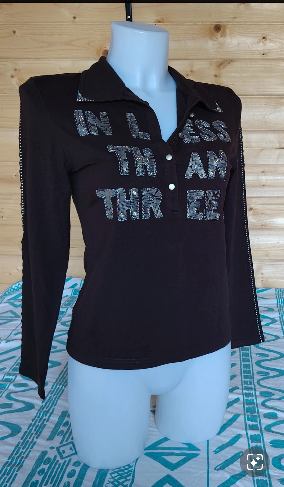 Haut manches longues marron à message brillant – Bagutti – taille M / 38 / 10 2