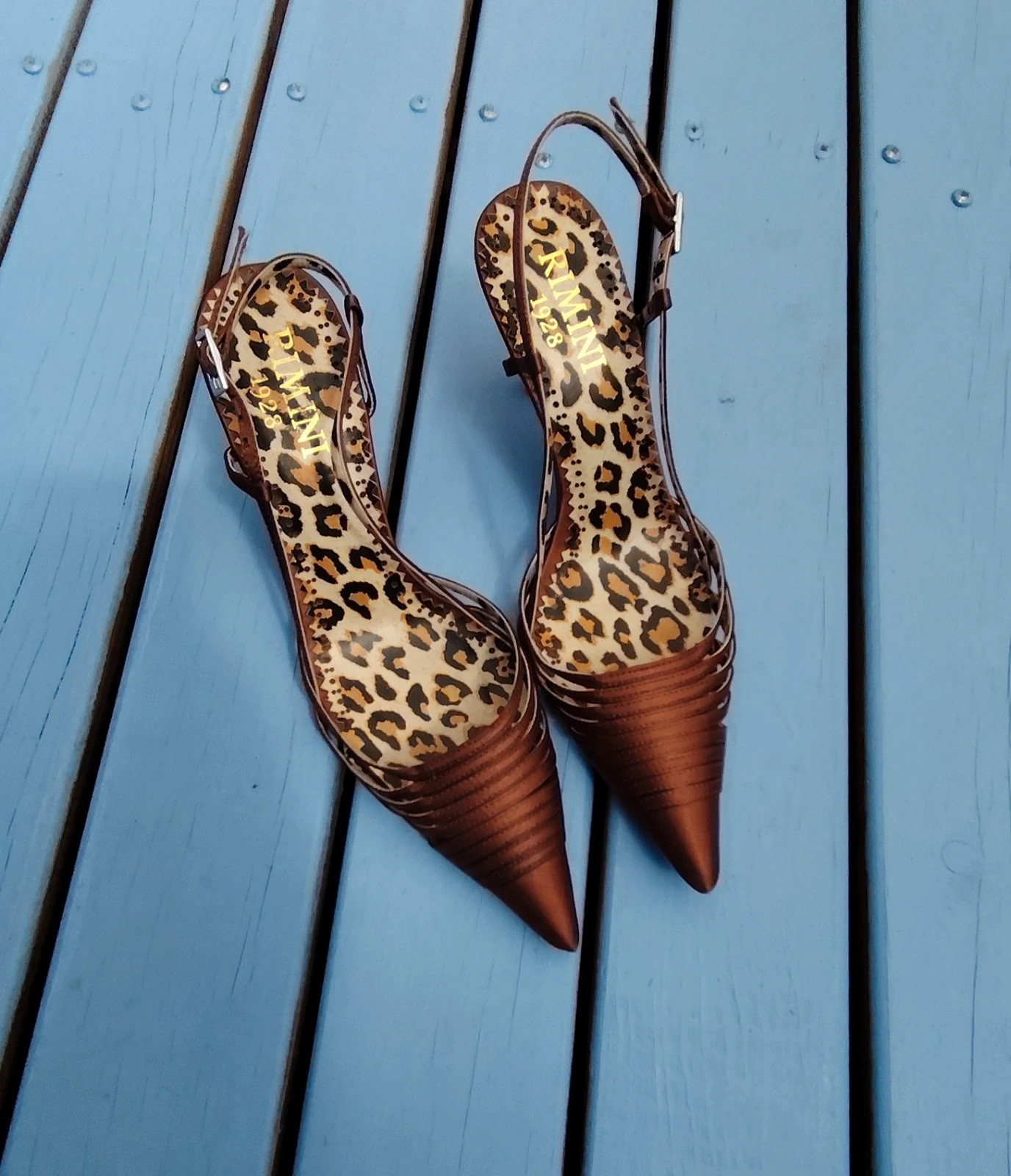 Escarpins / Sandales à talons satinés marron Rimini 1928 – Pointure 36 – rimini – taille 36 5