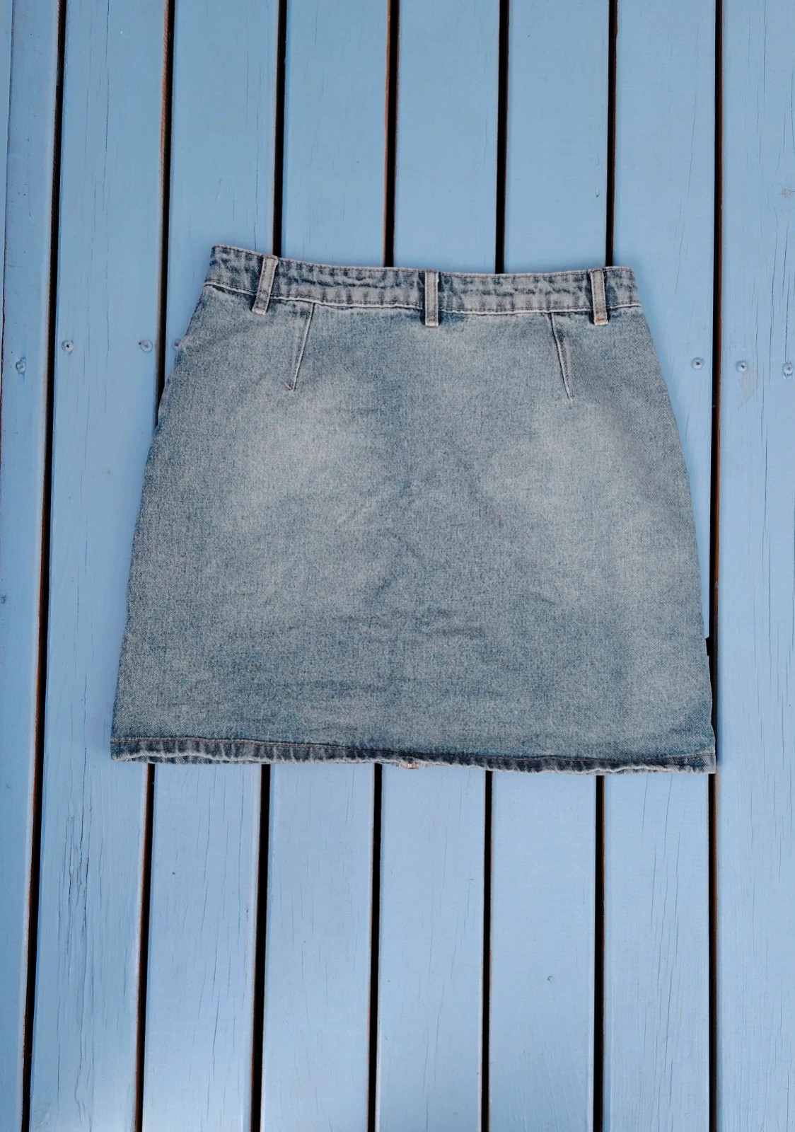 Jupe courte en jean Cache Cache avec zip central – Taille 38 – Denim délavé – Cache Cache – taille M / 38 / 10 5