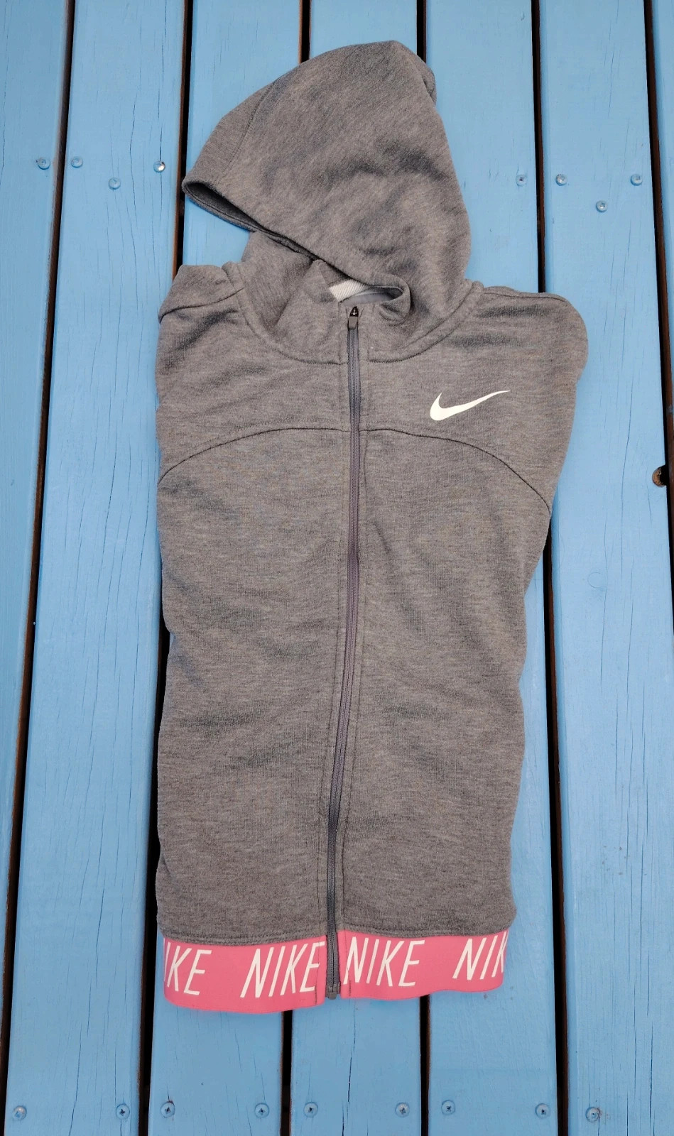 Y2k - Sweat zippé Nike gris / bande rose Y2K - Taille 146/156 cm 12/13 a – Nike – taille XS / 34 / 6 2