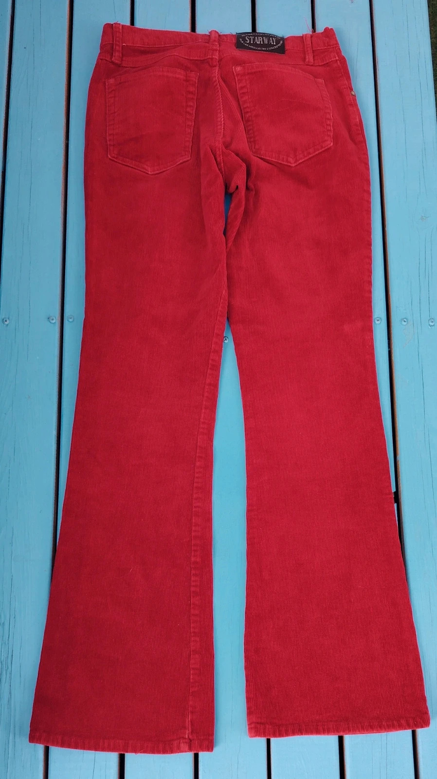 Pantalon patte d’eph rouge en velours côtelé Starway – Véritable Vintage 80s 90s – Starway – taille S / 36 / 8 4