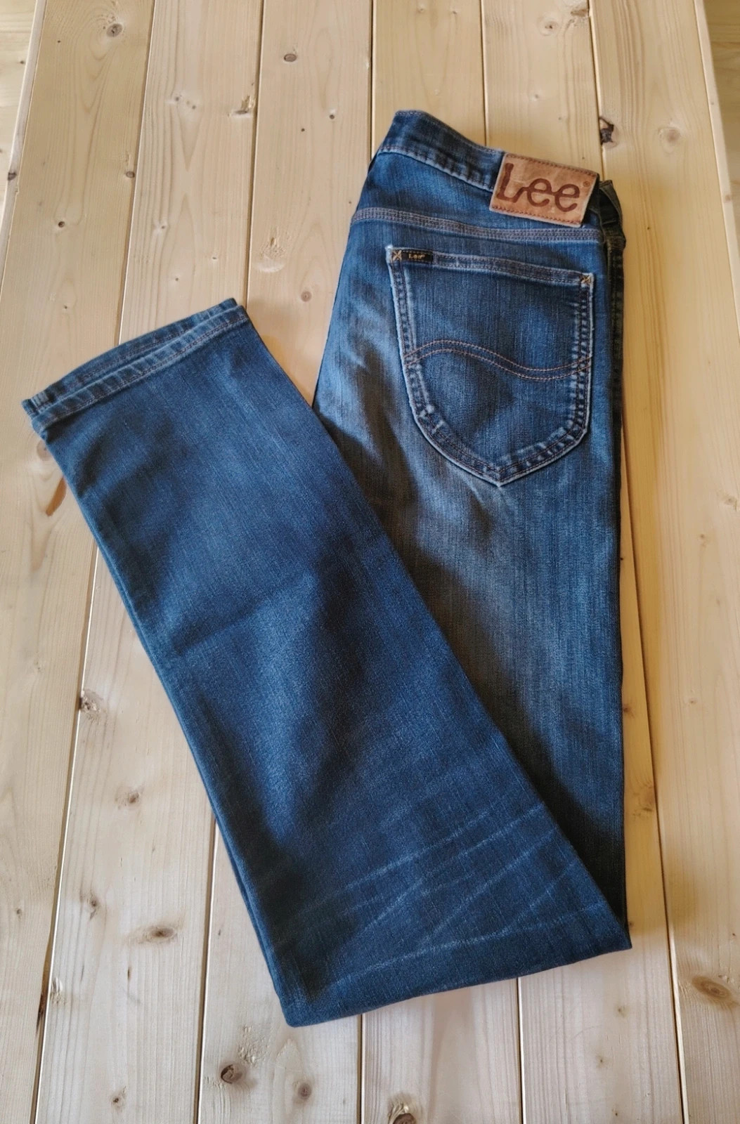 Jean Lee Daren Regular Slim homme ou femme - Braguette Boutons - Taille W31 L34 - Couleur bleue