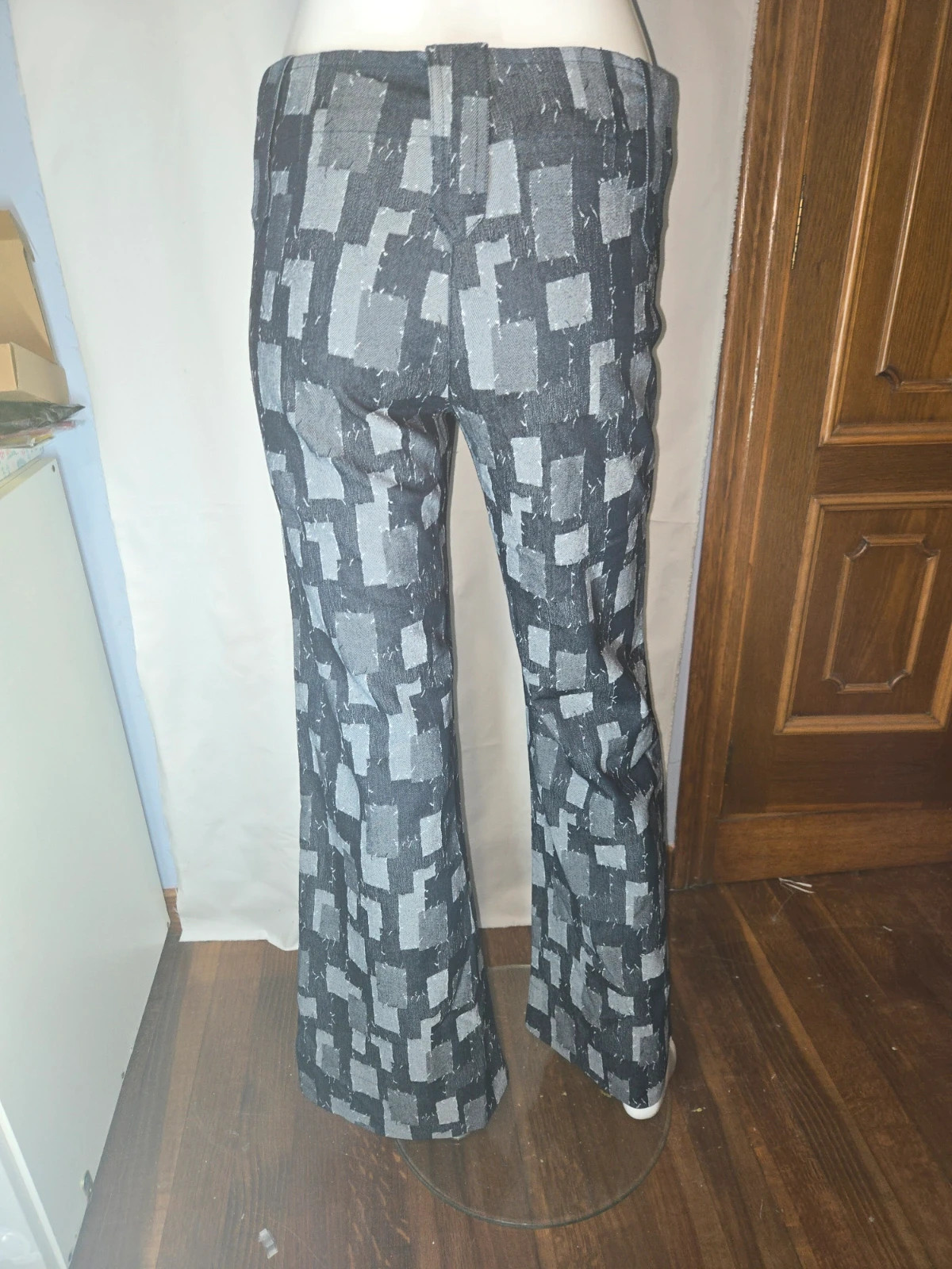 Pantalón campana estampado geométrico / patchwork - Talla 40 – Local – taille L / 40 / 12 3