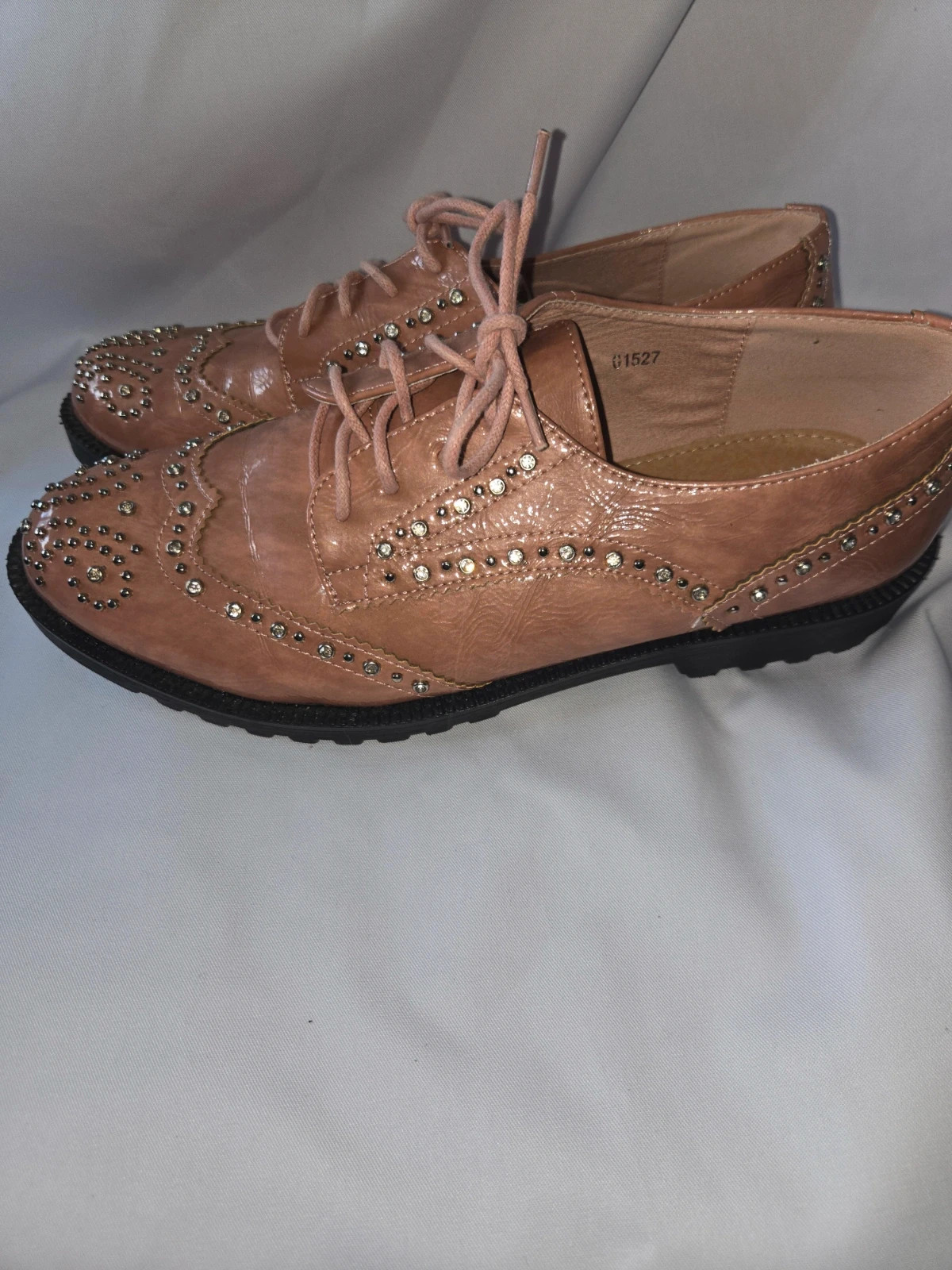 Zapatos Oxford / Blucher rosa maquillaje con strass - Talla 41 – Local – taille 41 3