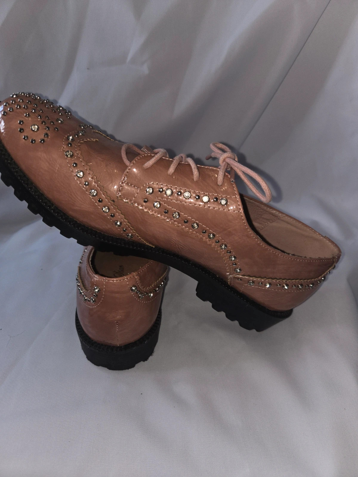 Zapatos Oxford / Blucher rosa maquillaje con strass - Talla 41 – Local – taille 41 5