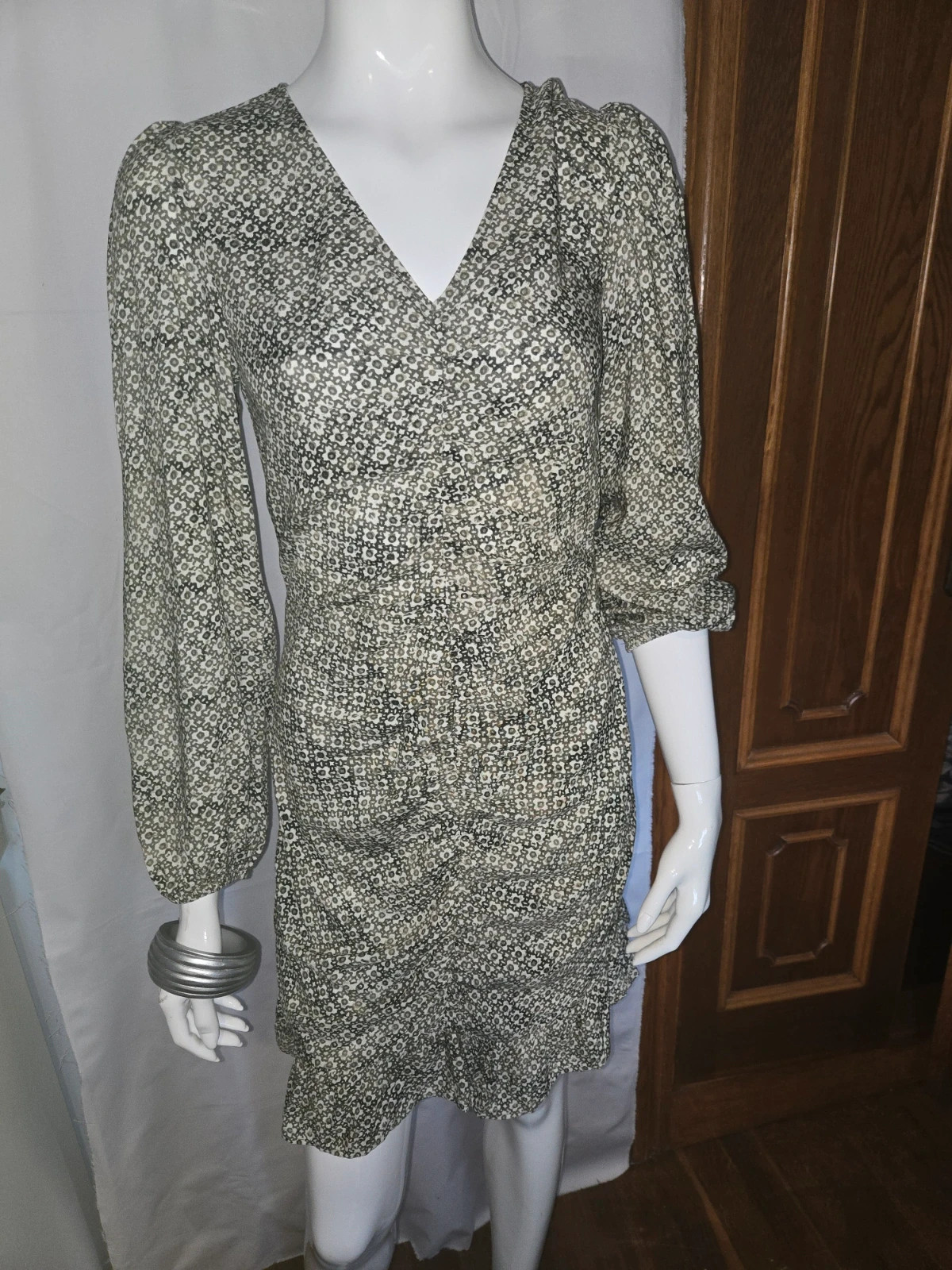 Vestido corto estampado fruncido Mango (Talla M) – mango teen – taille M / 38 / 10 2