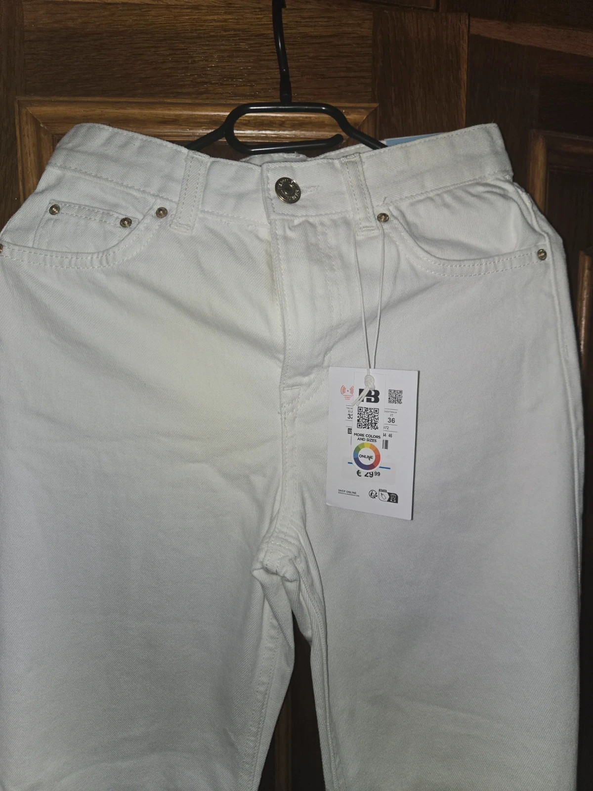 Vaqueros blancos rectos de tiro alto - Talla 32 – Pull & Bear – taille XXS / 32 / 4