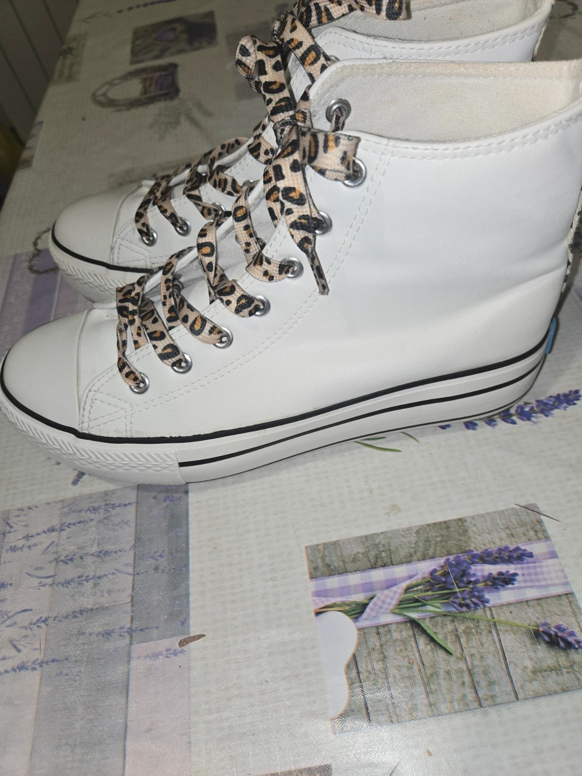Zapatillas plataforma Mustang "Bigger T" Blancas - Cordones Leopardo - Talla 41 – Mustang – taille 41 3