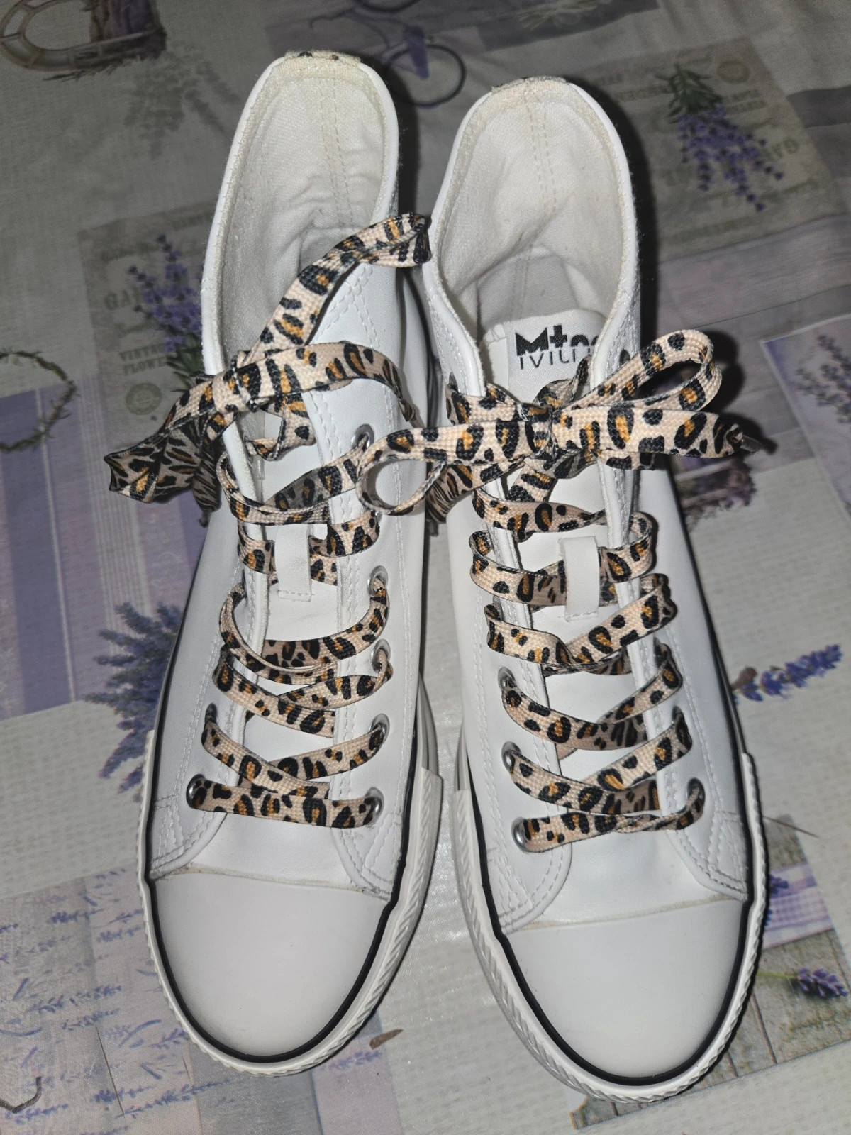 Zapatillas plataforma Mustang "Bigger T" Blancas - Cordones Leopardo - Talla 41 – Mustang – taille 41 5