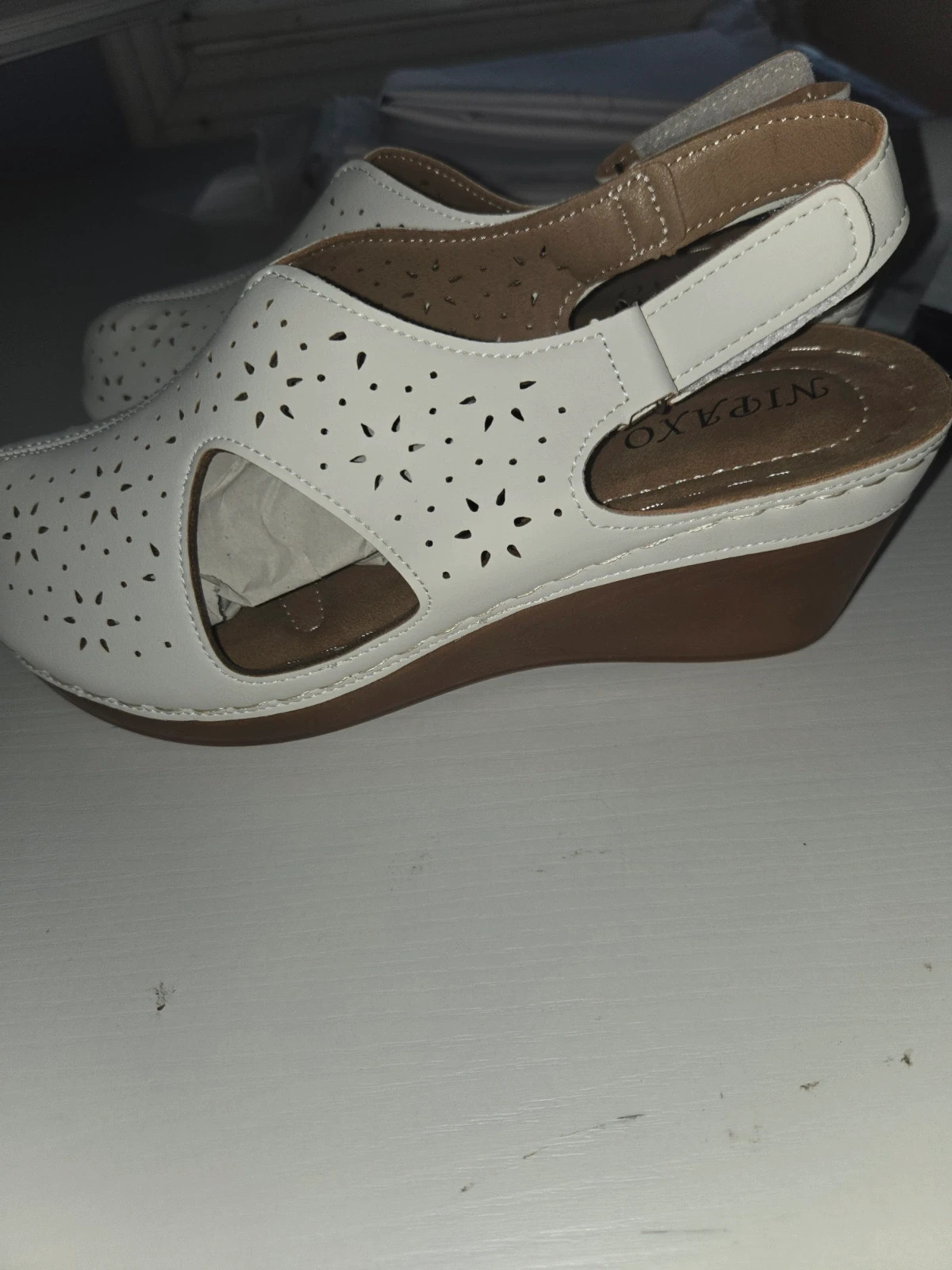 Sandalias de cuña blancas caladas - Talla 38 – nipaxo – taille 38 3