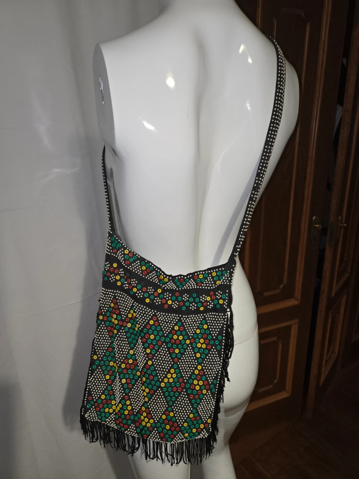 Bolso bandolera Vintage de cuentas años 60/70 Estilo Boho con Flecos – Hong Kong 2