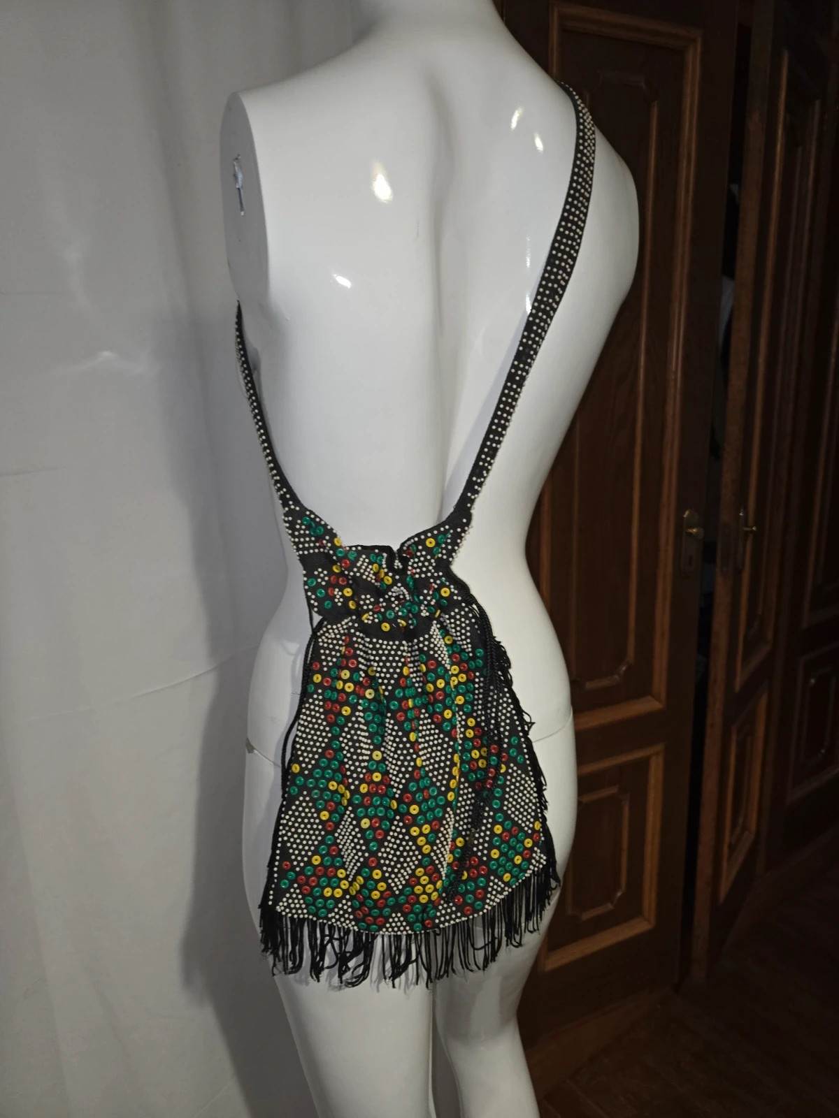 Bolso bandolera Vintage de cuentas años 60/70 Estilo Boho con Flecos – Hong Kong