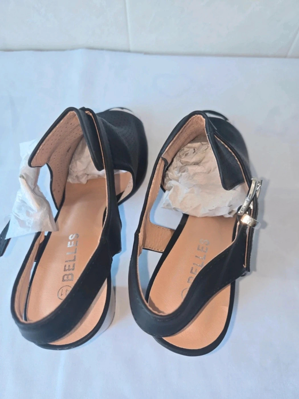 Sandalias de tacón caladas negras Franco Sarto - Talla 41 – Belles – taille 41 3