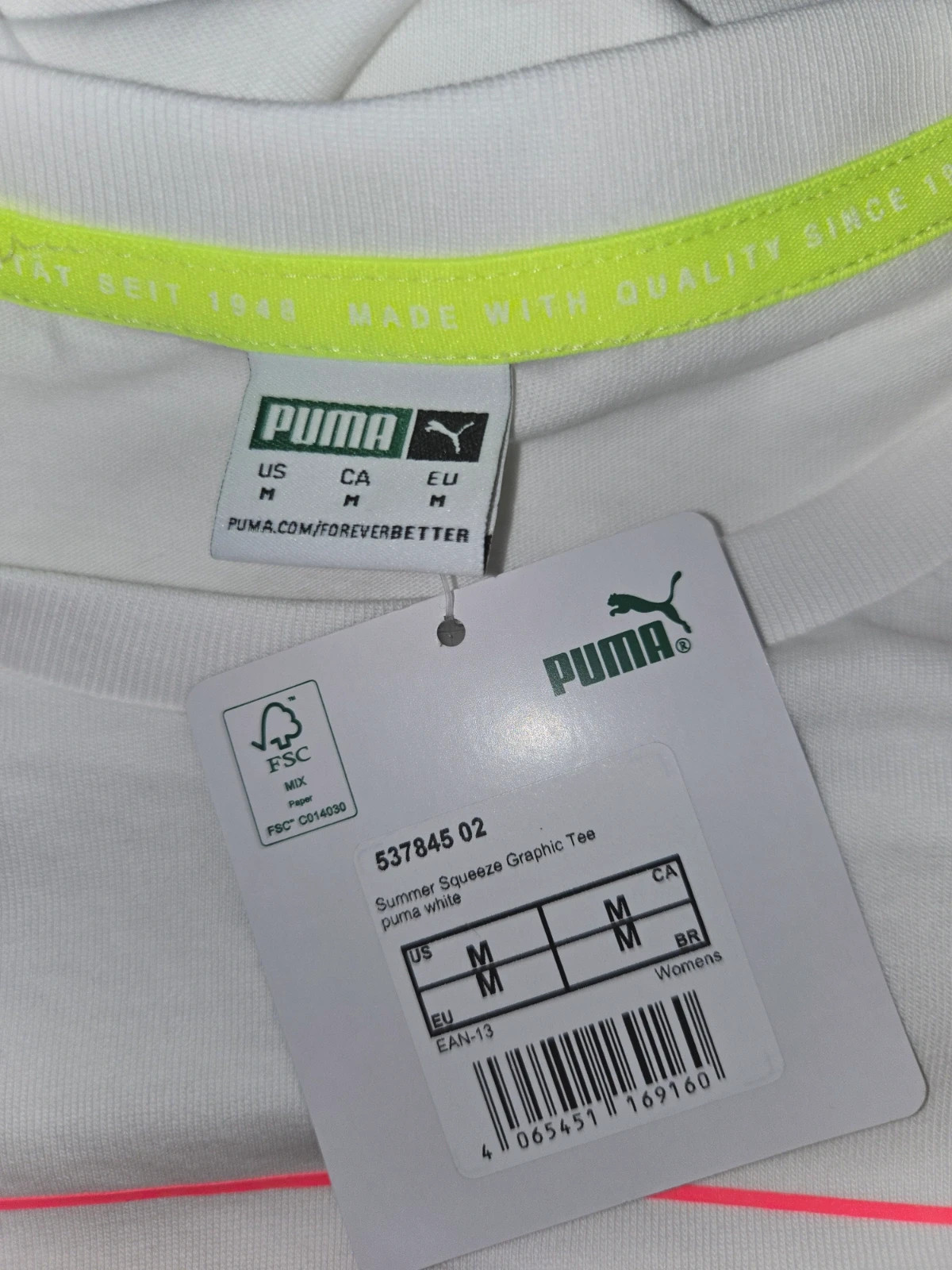 Camiseta PUMA "Summer Squeeze" Blanca con Limón – Talla M – Puma – taille M / 38 / 10 3