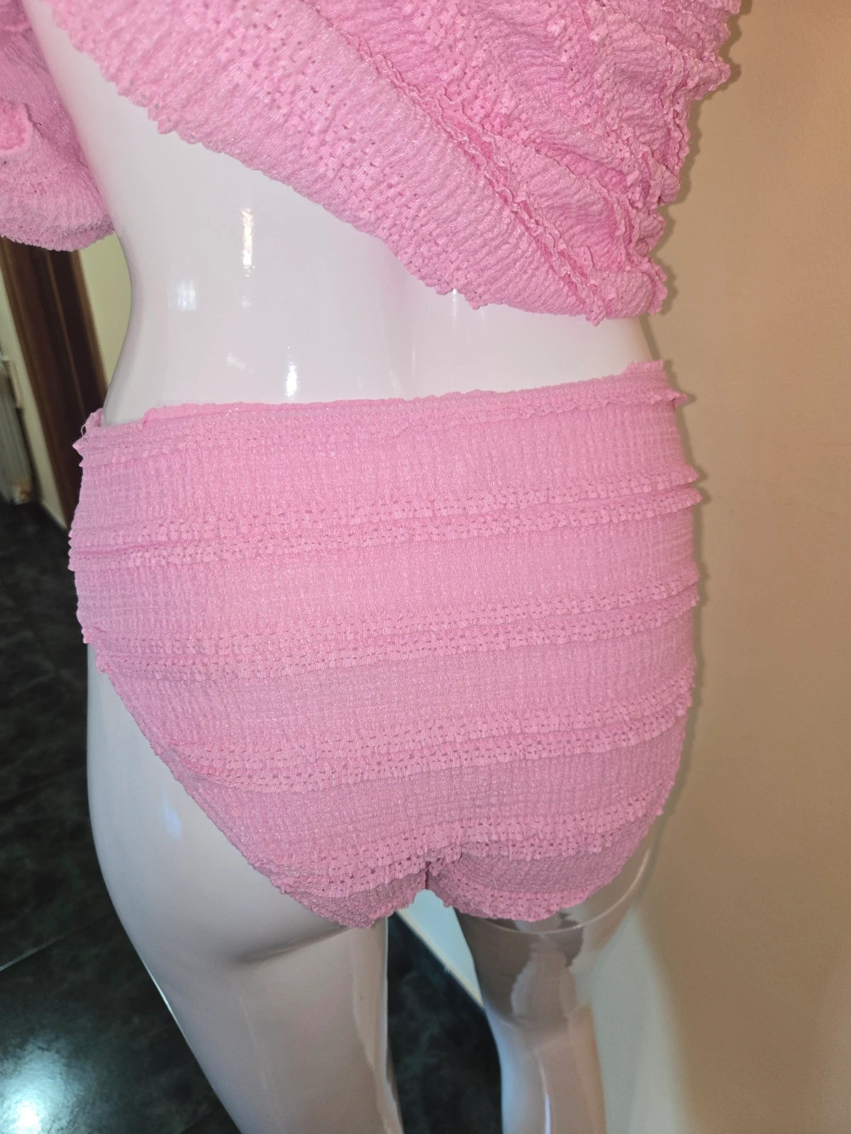 Bañador Tankini de 2 piezas rosa con textura nido de abeja / rugoso talla S/ 15 años – Shein – taille S / 36 / 8 4