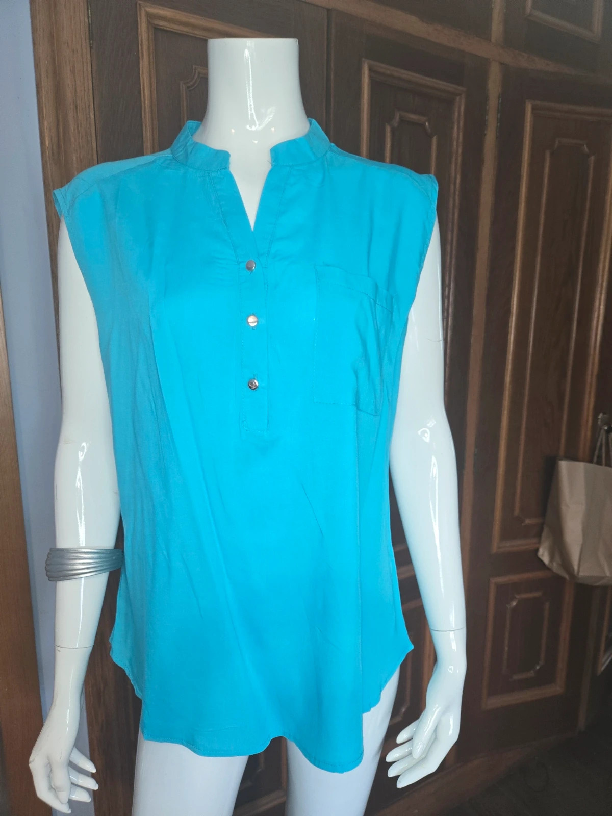 Blusa sin mangas azul turquesa - Talla L