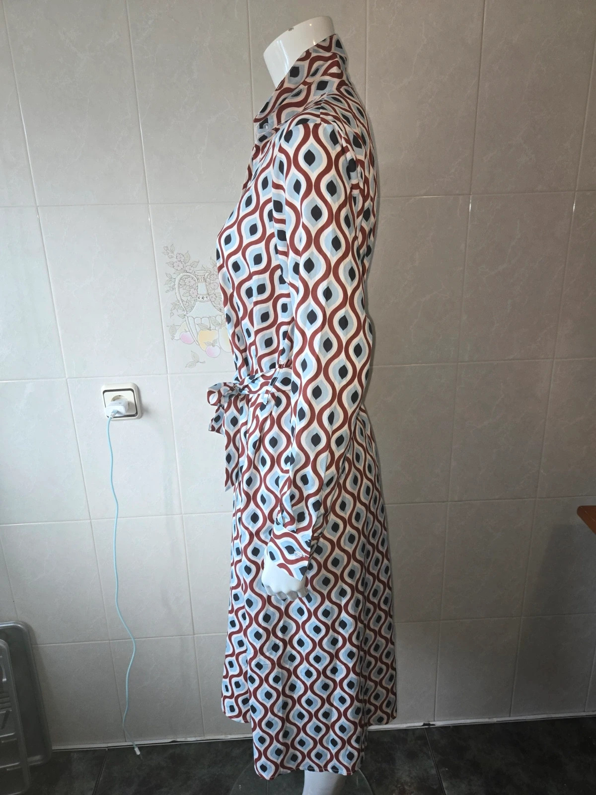 Vestido camisero midi con estampado geométrico retro - Talla M – Shein – taille M / 38 / 10 2