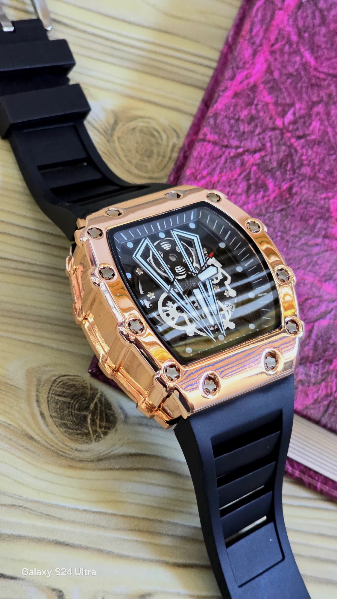 Watch Rose Gold Black Strap