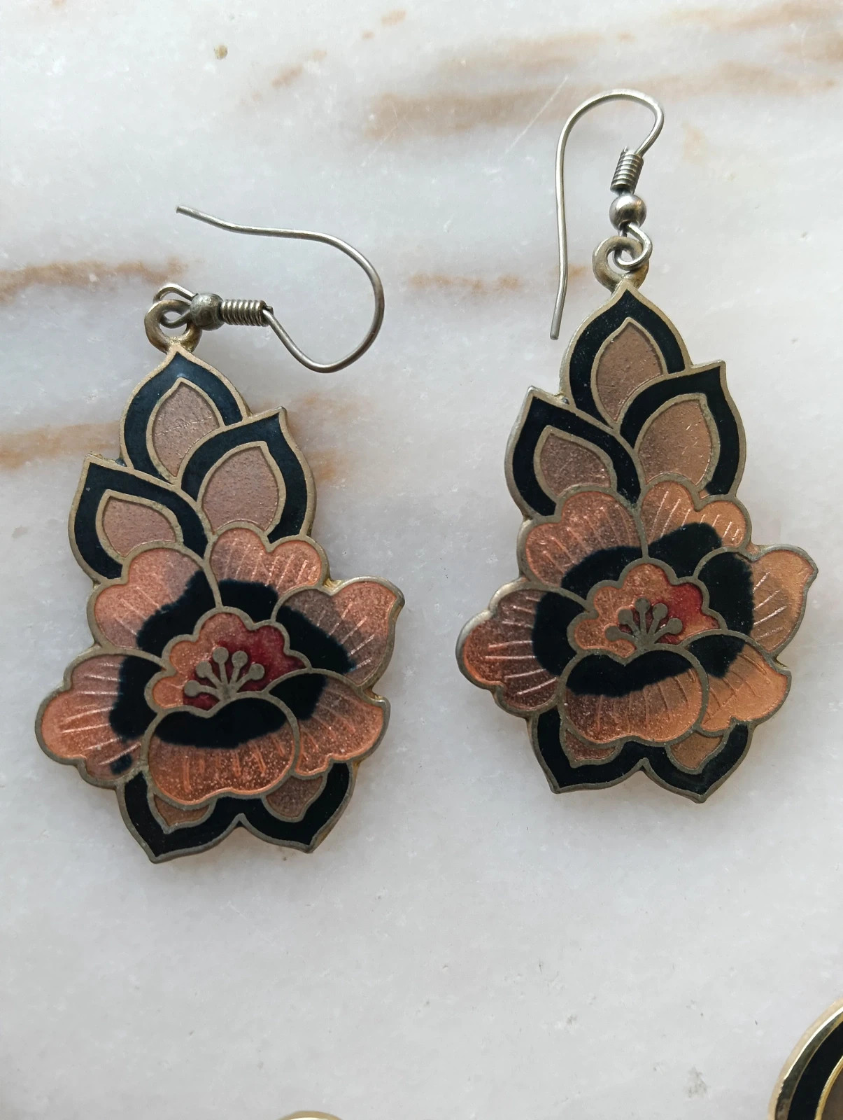 Ensemble Bijoux Set earrings necklace & bracelet Vintage cloisonné – ArtDeco 3