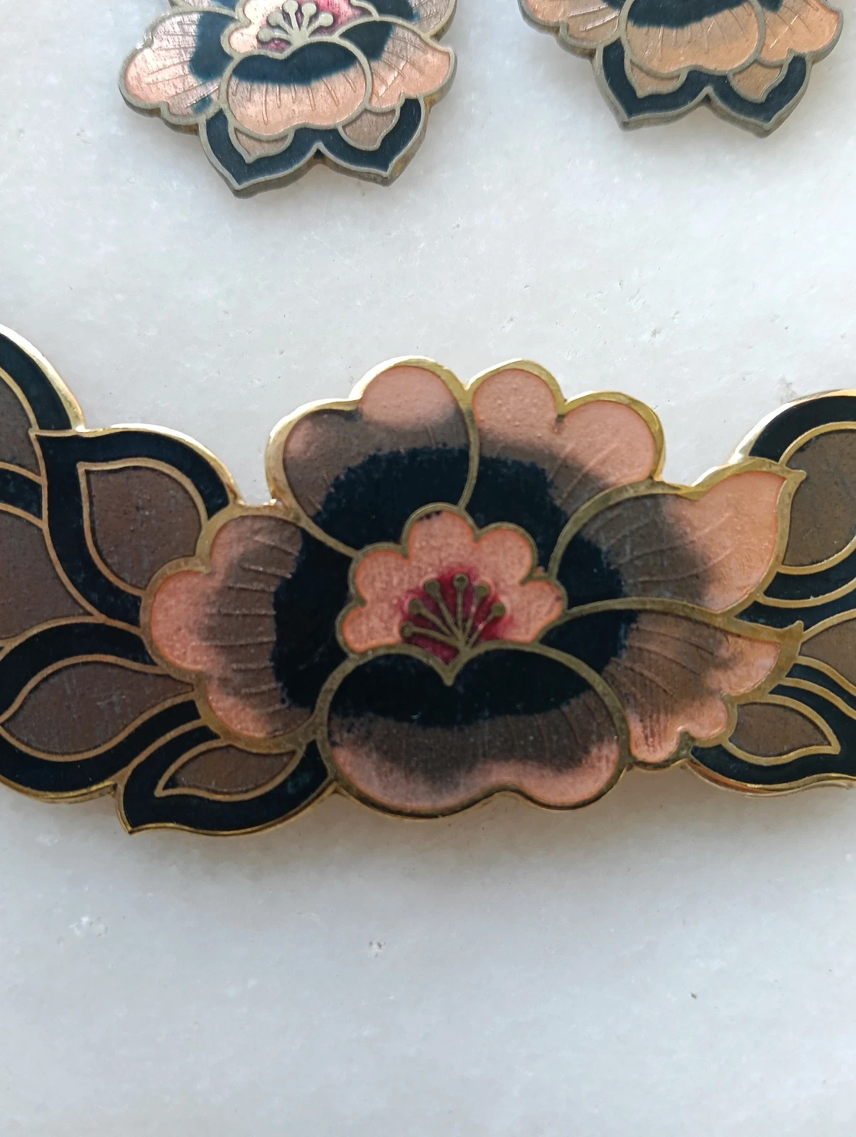 Ensemble Bijoux Set earrings necklace & bracelet Vintage cloisonné – ArtDeco 4
