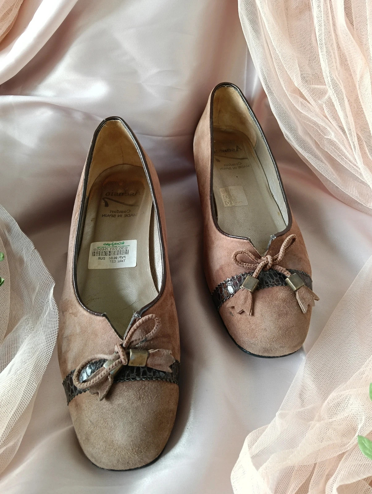 Bailarinas de ante marrón 37 – Vintage Chic – taille 37 3