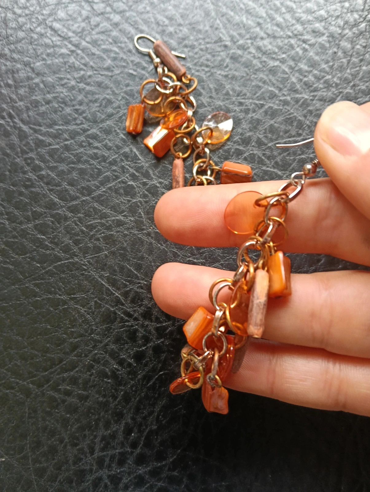 Boho dangle earrings with wooden accents nd mixed charms – Boho Chic 3
