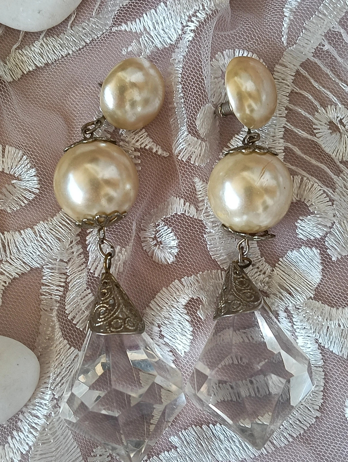 Magnifique Boucles d'oreilles vintage Earrings maxi Pearls – ArtDeco 3