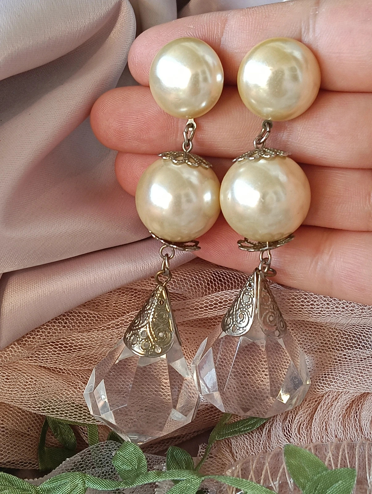 Magnifique Boucles d'oreilles vintage Earrings maxi Pearls – ArtDeco 4
