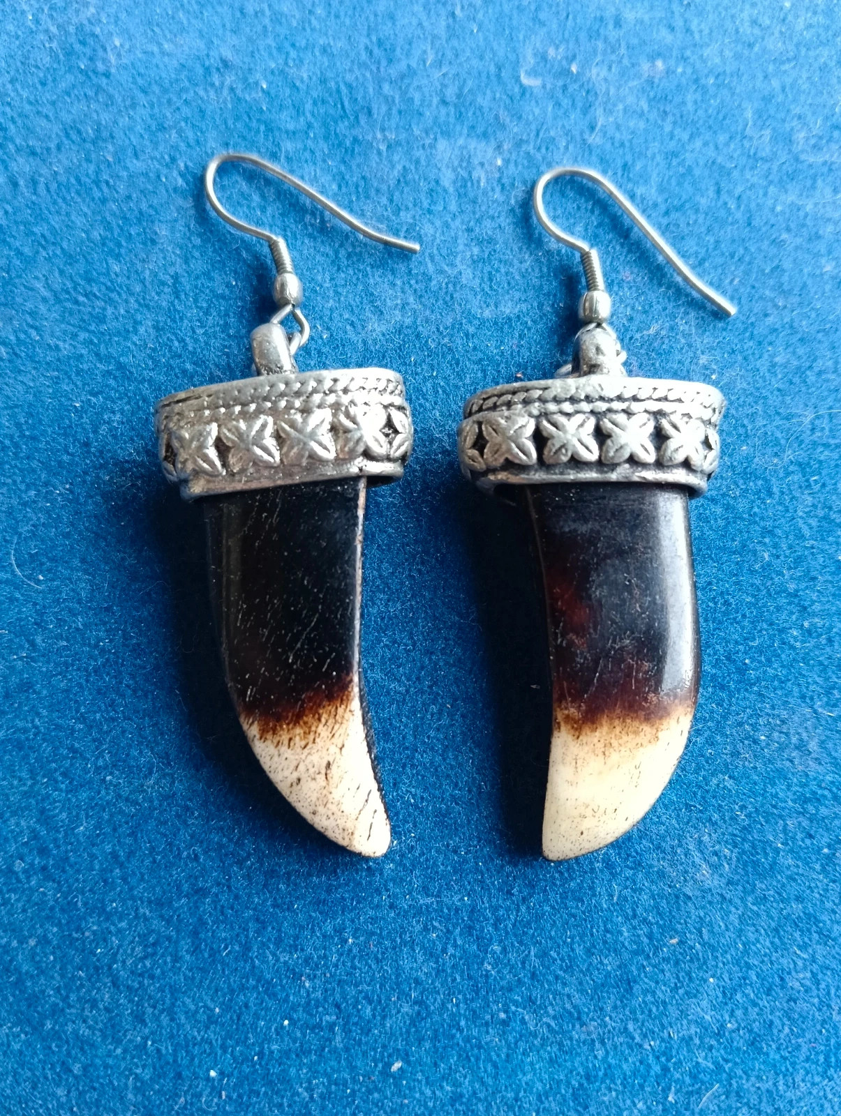 Last price 🔥 Tribal Style horn earrings with silver tone ornamental caps – Bohemian 3