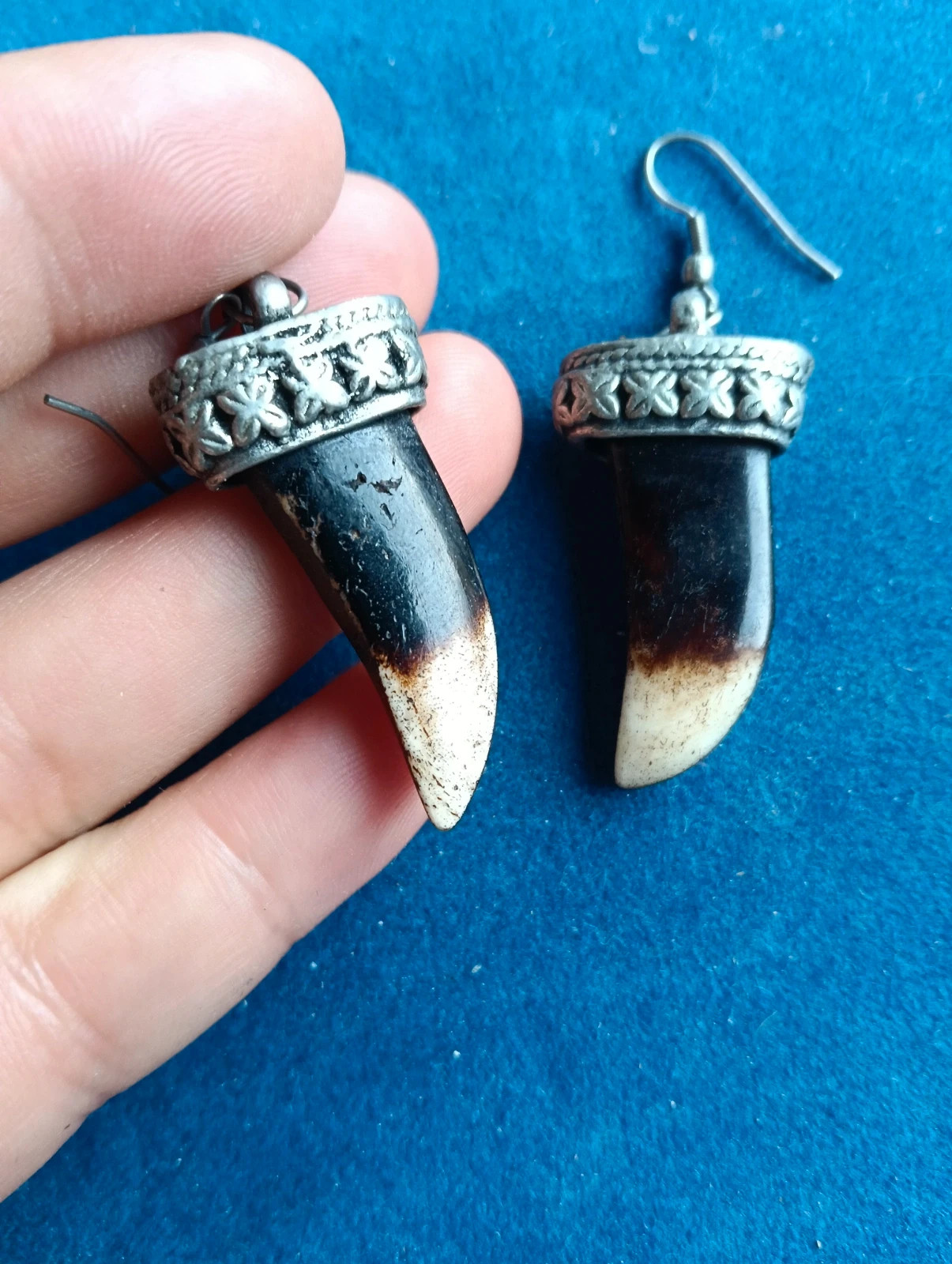 Last price 🔥 Tribal Style horn earrings with silver tone ornamental caps – Bohemian 4